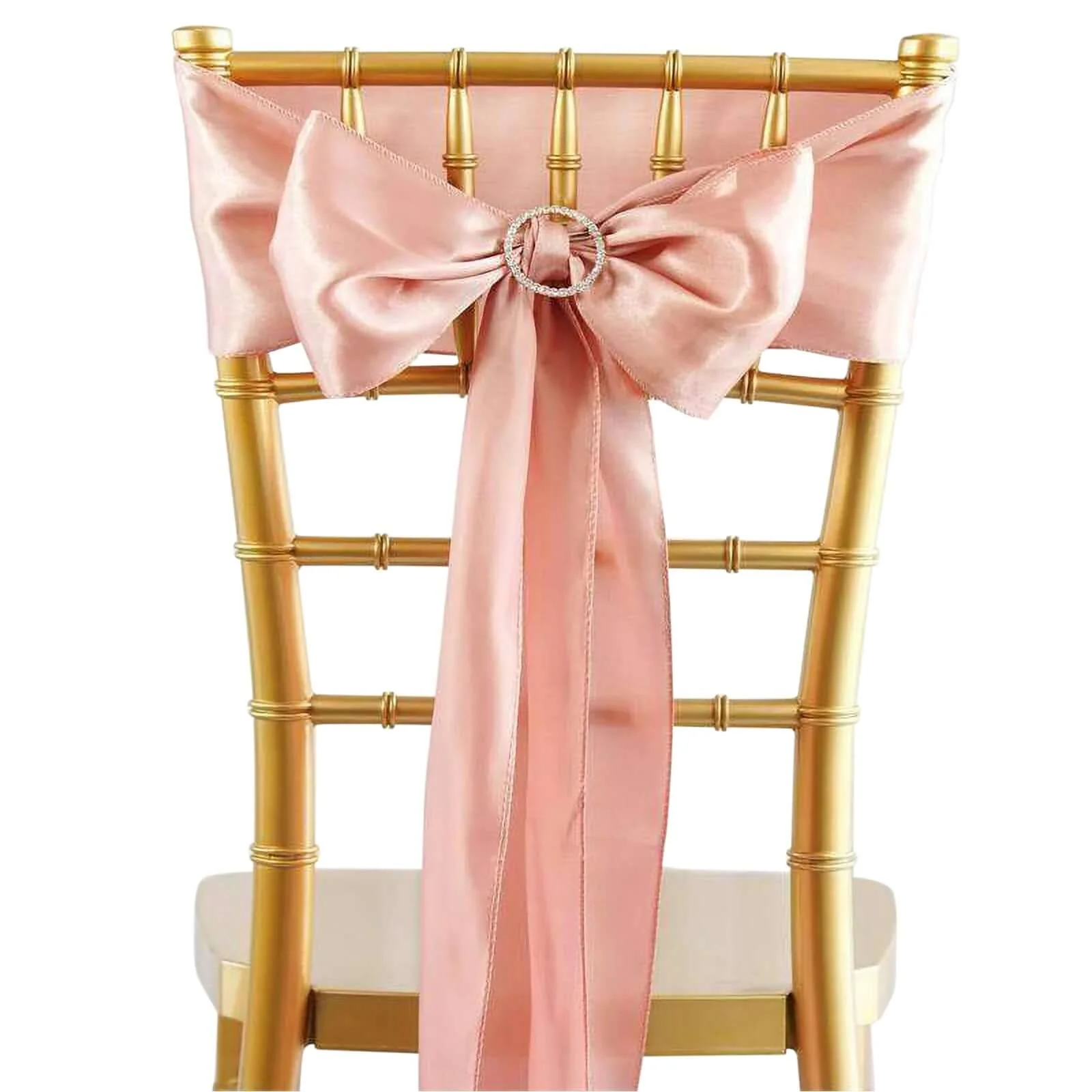 5 Pack Satin Chair Sashes 6"x106" Dusty Rose - Reusable Chair Bows with Smooth Finish - Image 4