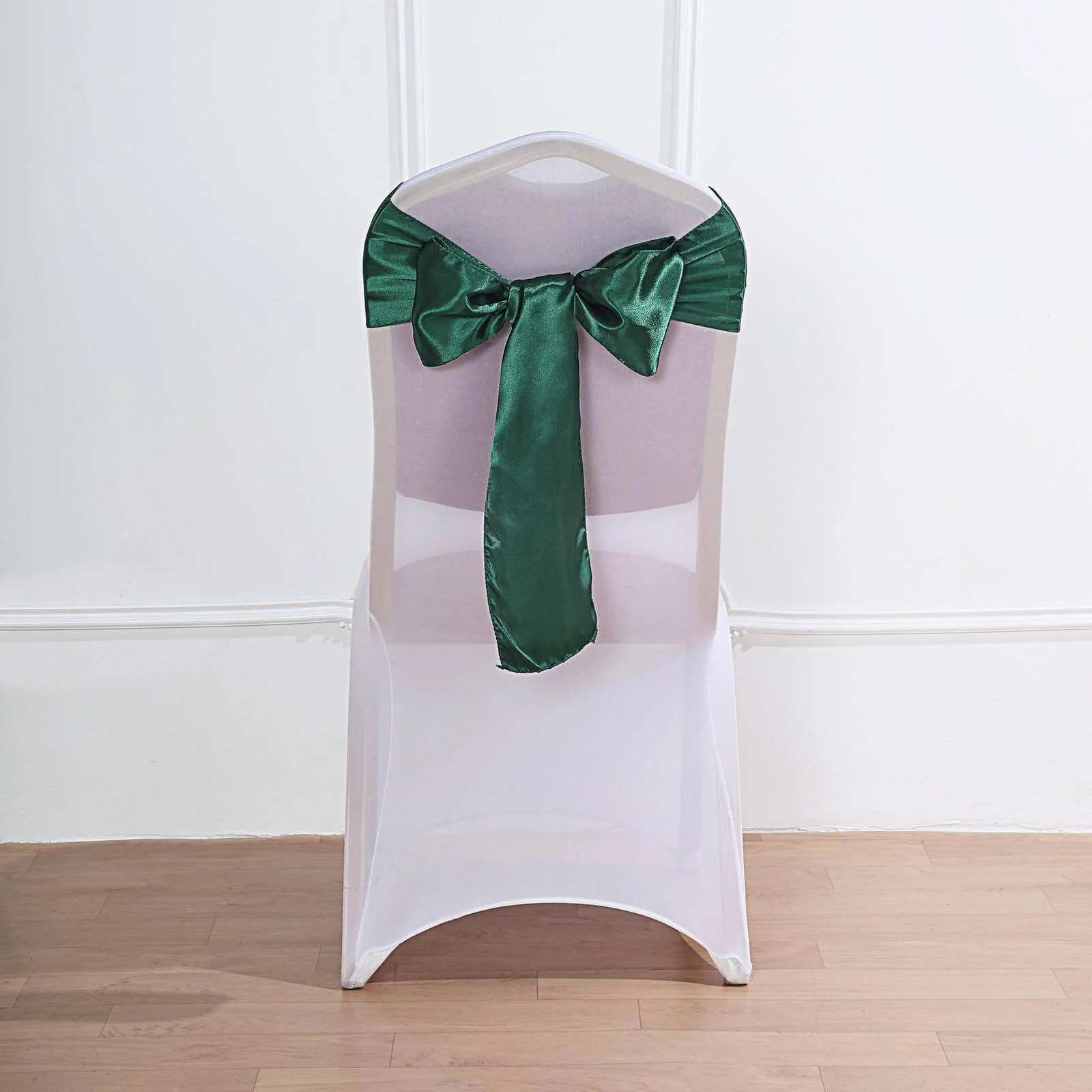 5 Pack Satin Chair Sashes 6"x106" Hunter Emerald Green - Reusable Chair Bows with Smooth Finish - Image 8