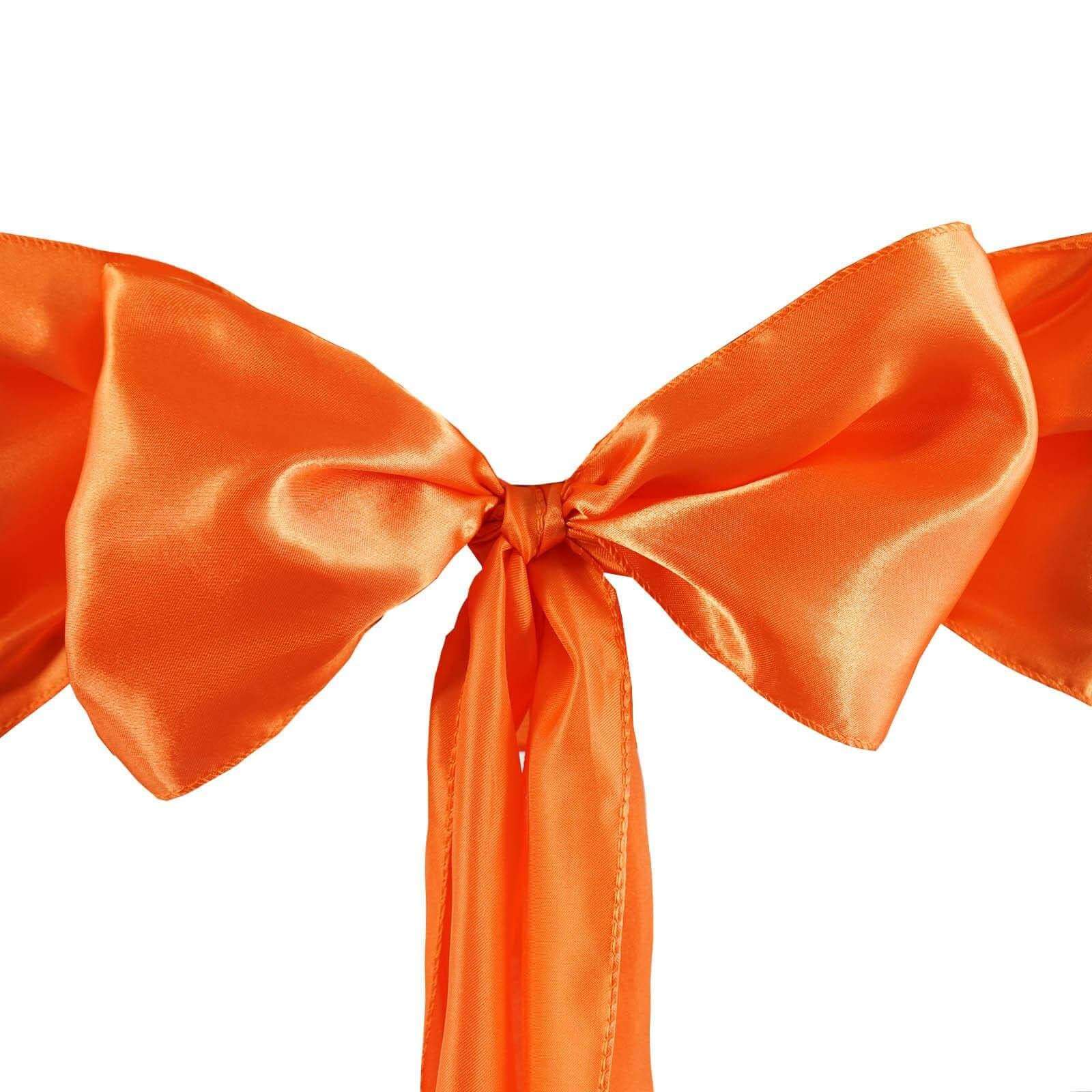 5 Pack Satin Chair Sashes 6"x106" Orange - Reusable Chair Bows with Smooth Finish - Image 3