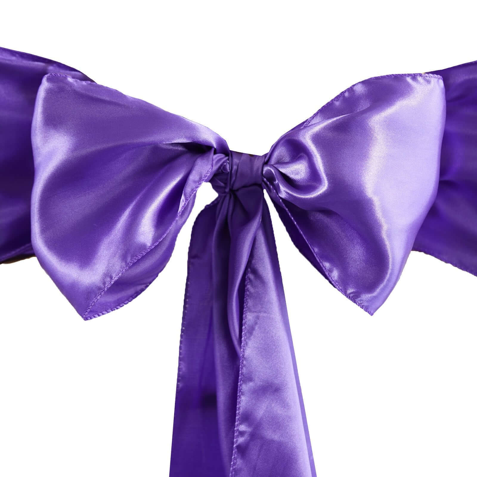 5 Pack Satin Chair Sashes 6"x106" Purple - Reusable Chair Bows with Smooth Finish - Image 3