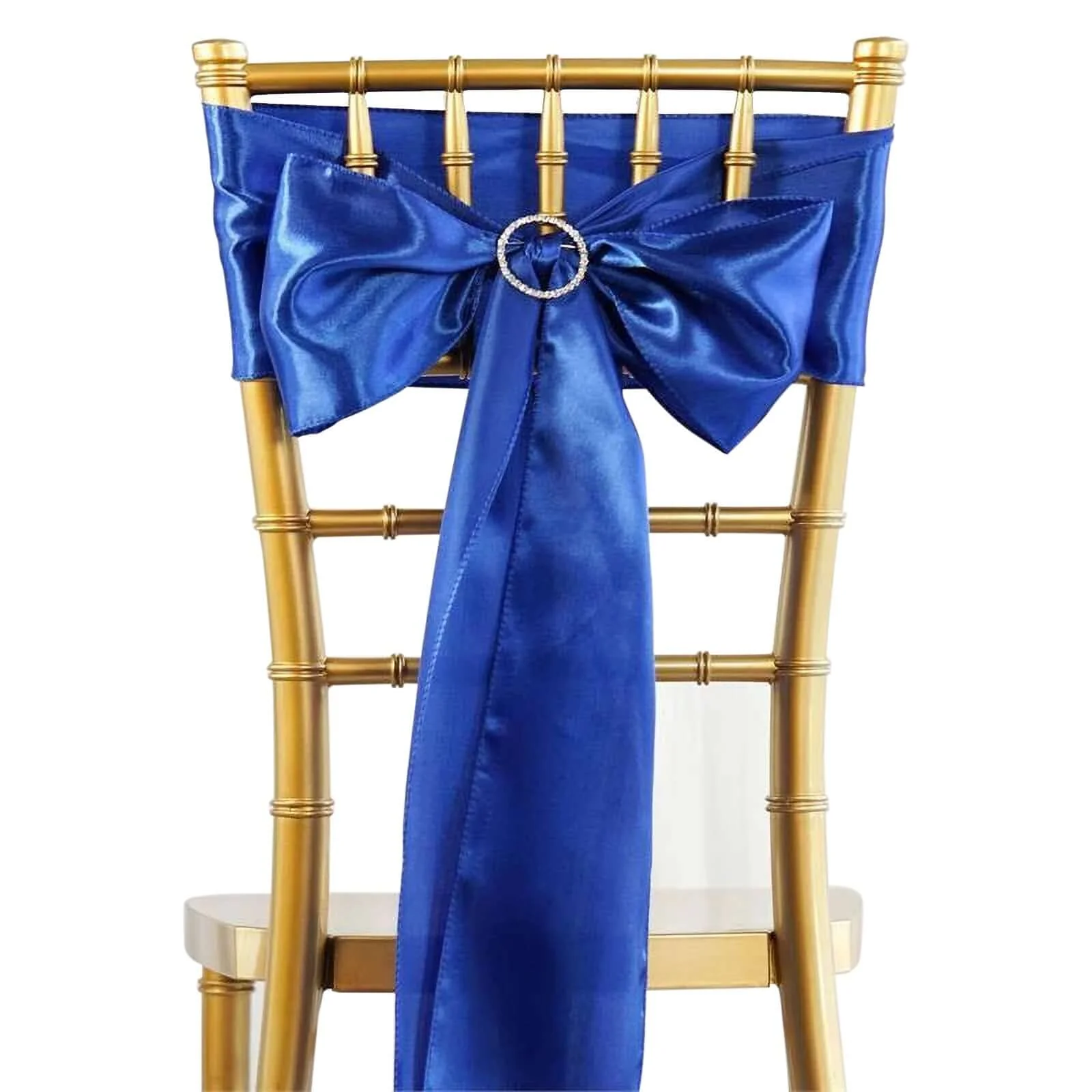 5 Pack Satin Chair Sashes 6"x106" Royal Blue - Reusable Chair Bows with Smooth Finish - Image 6