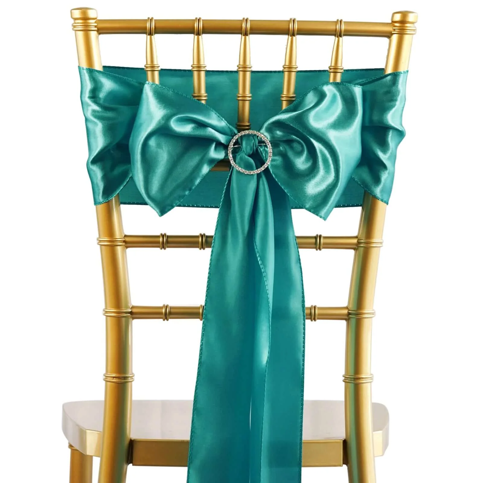 5 Pack Satin Chair Sashes 6"x106" Turquoise - Reusable Chair Bows with Smooth Finish - Image 7