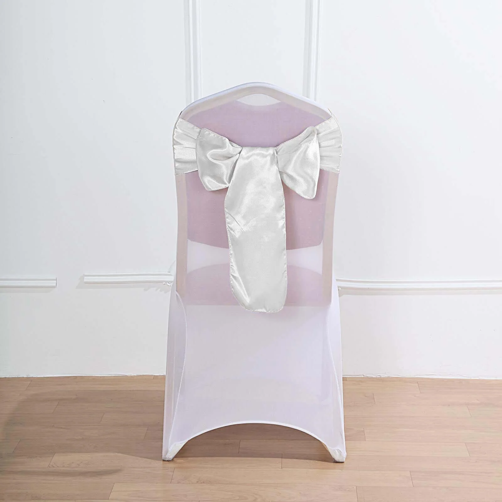 5 Pack Satin Chair Sashes 6"x106" White - Reusable Chair Bows with Smooth Luxurious Finish for Weddings & Banquets - Image 7