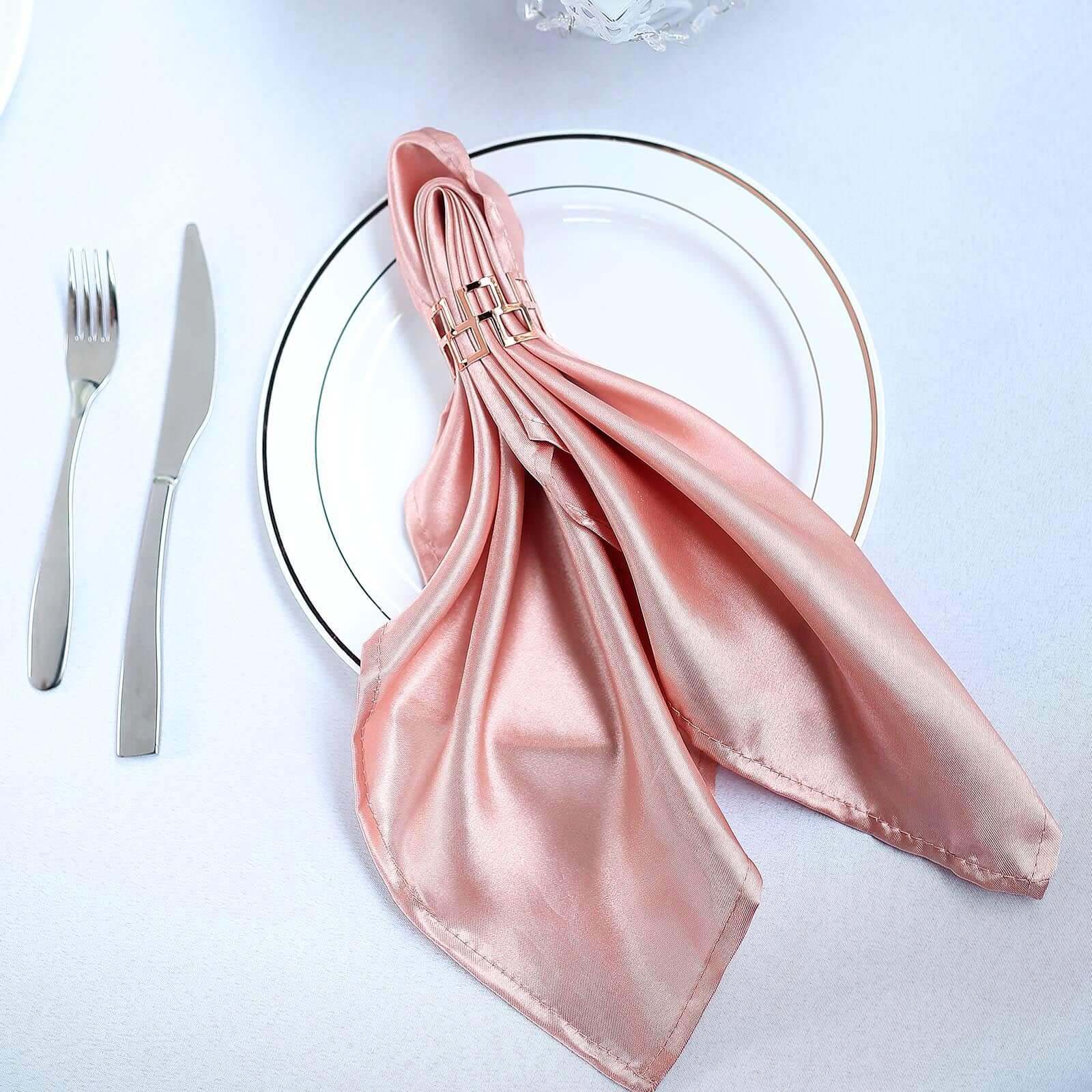5 Pack Satin Napkins 20"x20" Dusty Rose - Soft Reusable Cloth Napkins - Image 2