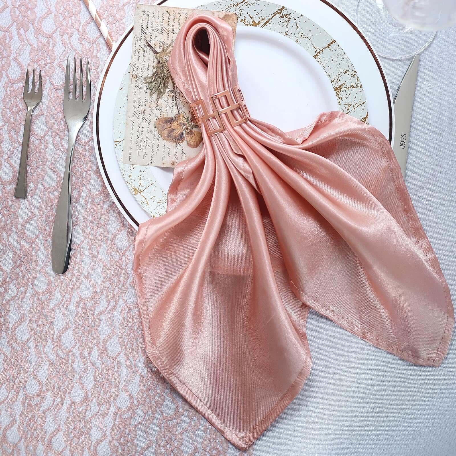 5 Pack Satin Napkins 20"x20" Dusty Rose - Soft Reusable Cloth Napkins - Image 7