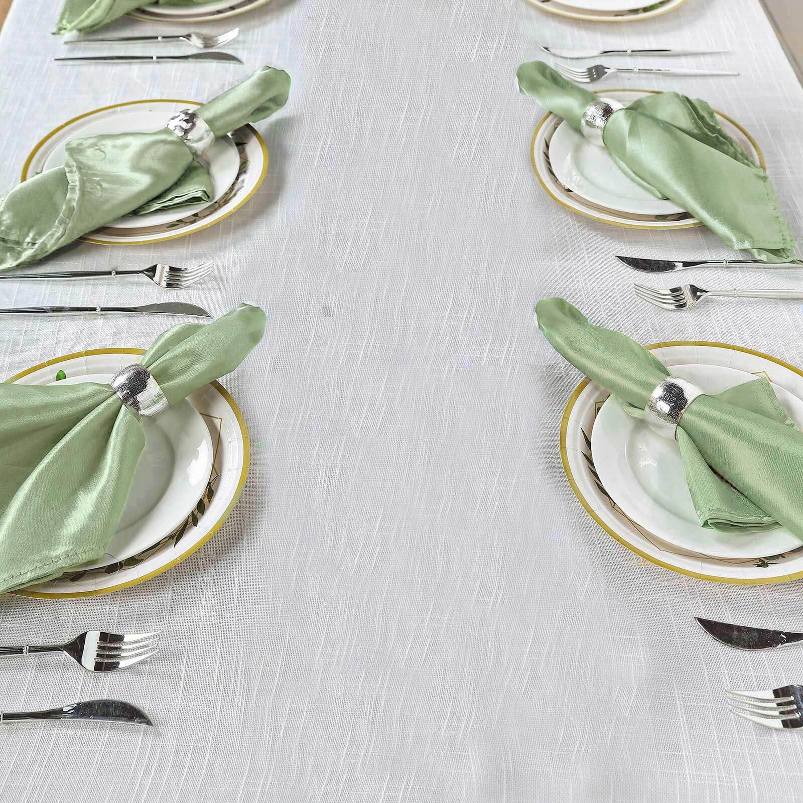 5 Pack Satin Napkins 20"x20" Sage Green - Soft Reusable Cloth Napkins - Image 2