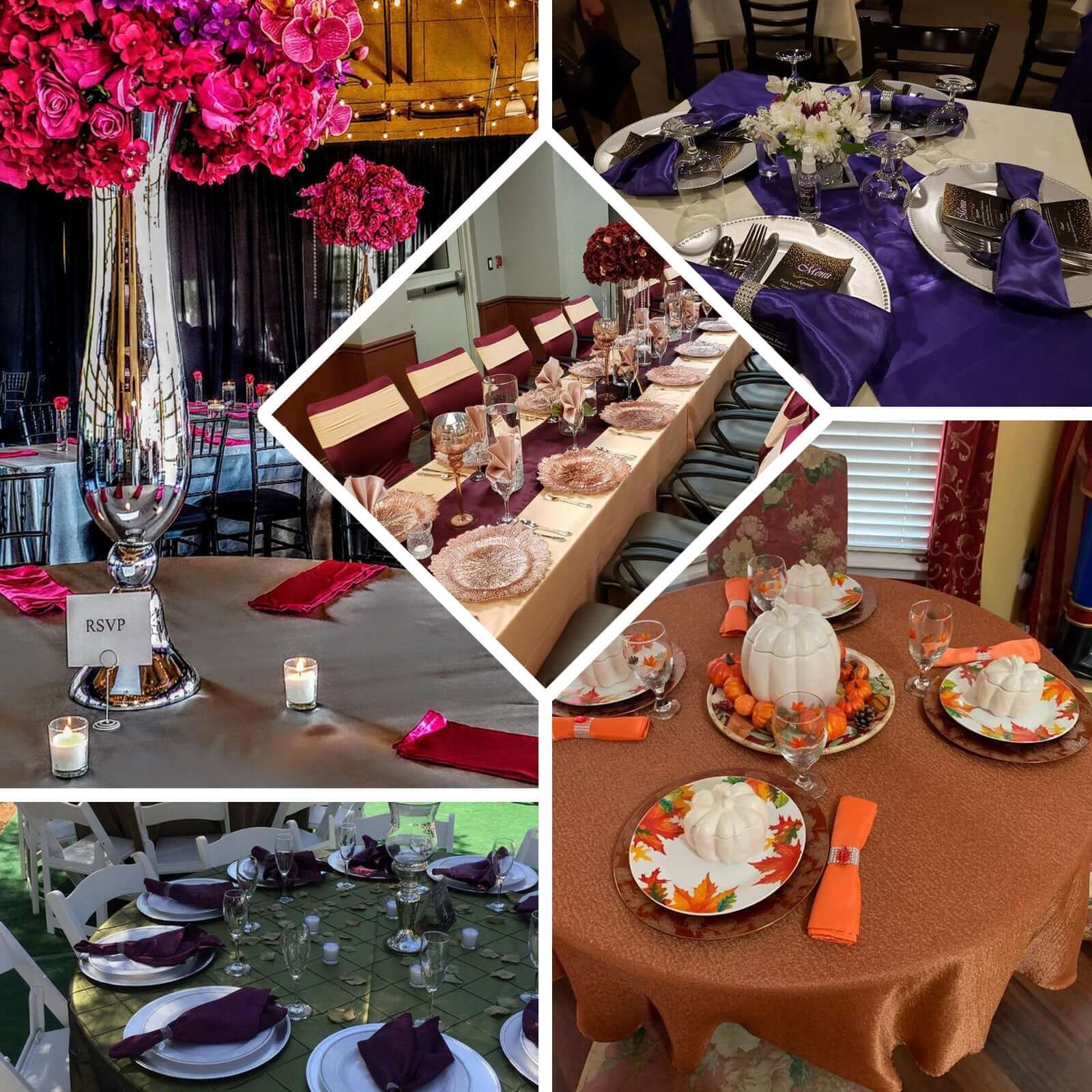 5 Pack Satin Napkins 20"x20" Violet Amethyst - Soft Reusable Cloth Napkins - Image 4
