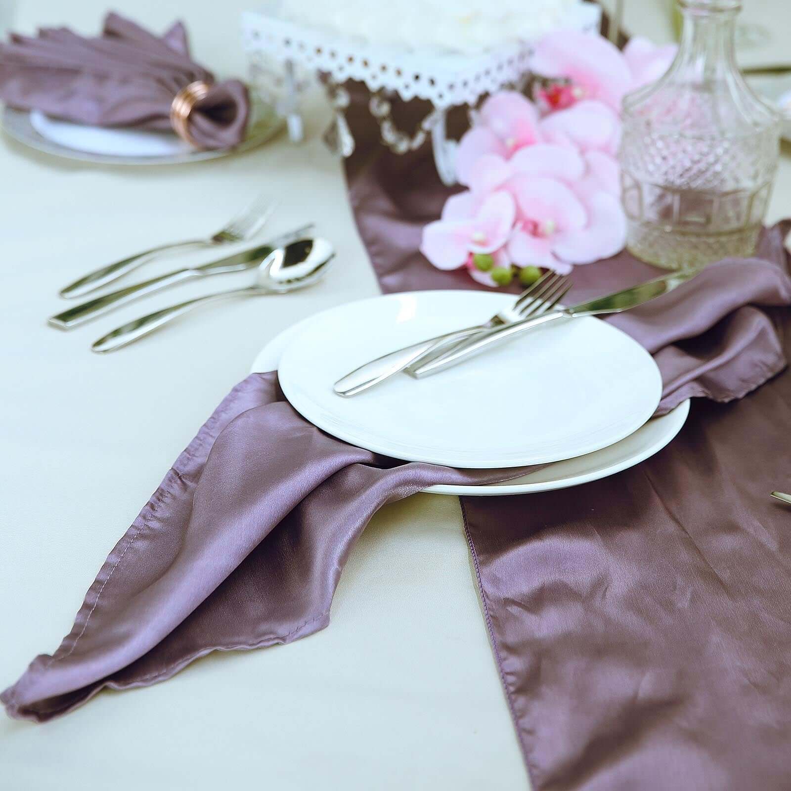 5 Pack Satin Napkins 20"x20" Violet Amethyst - Soft Reusable Cloth Napkins - Image 5
