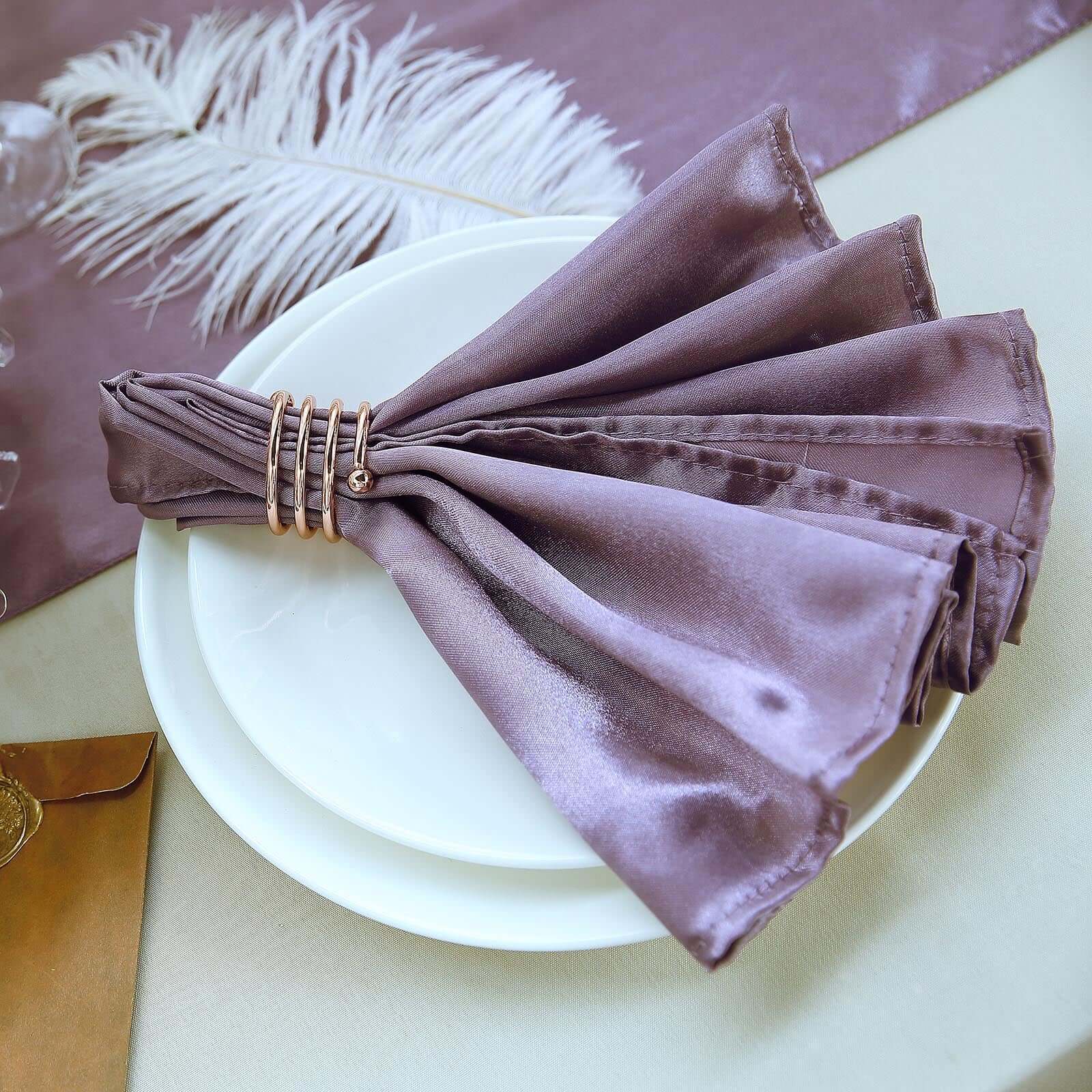 5 Pack Satin Napkins 20"x20" Violet Amethyst - Soft Reusable Cloth Napkins - Image 6