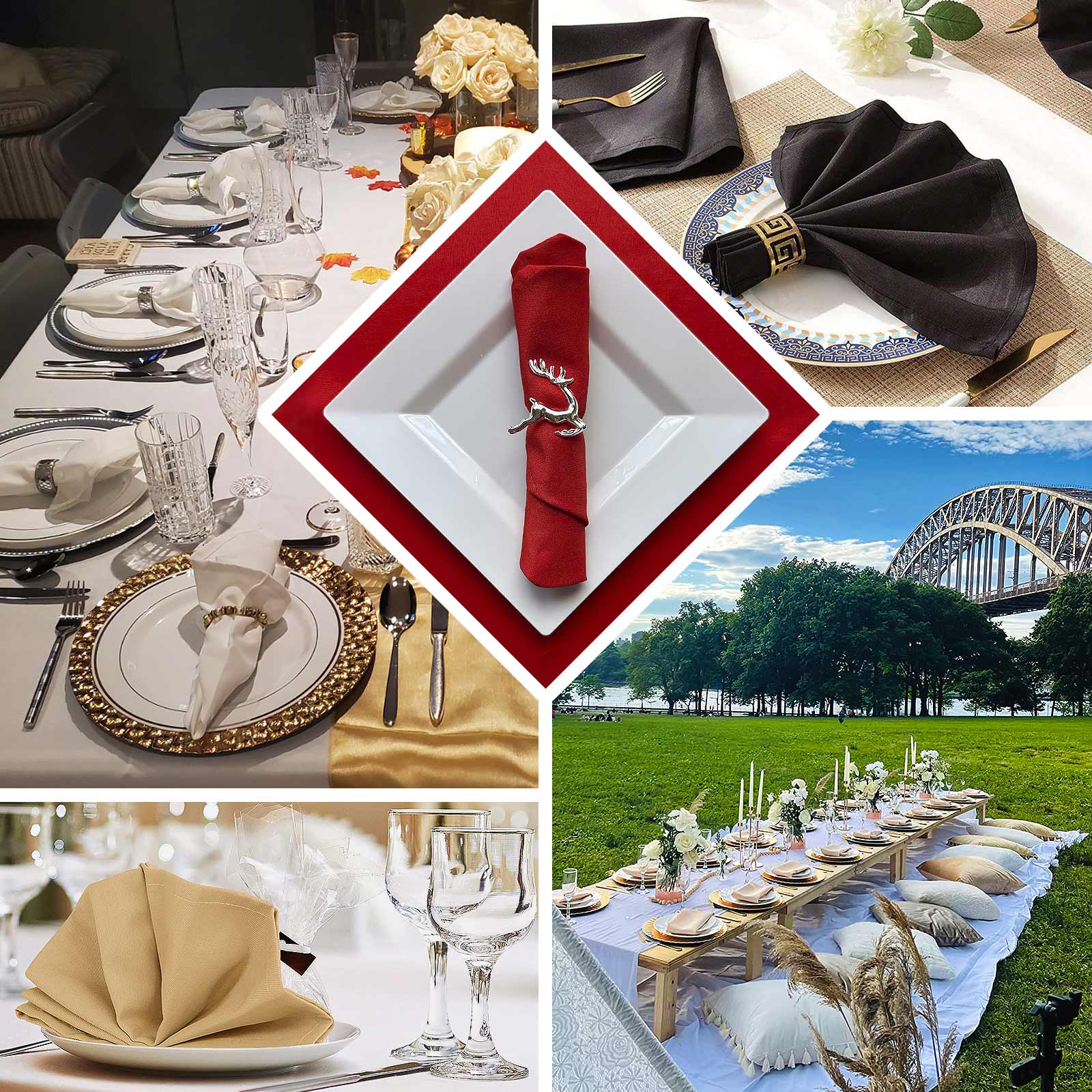 5 Pack Scuba Cloth Napkins – 17"x17" Shimmer Pearl White, Wrinkle-Free & Stain-Resistant Reusable Table Napkins - Image 5