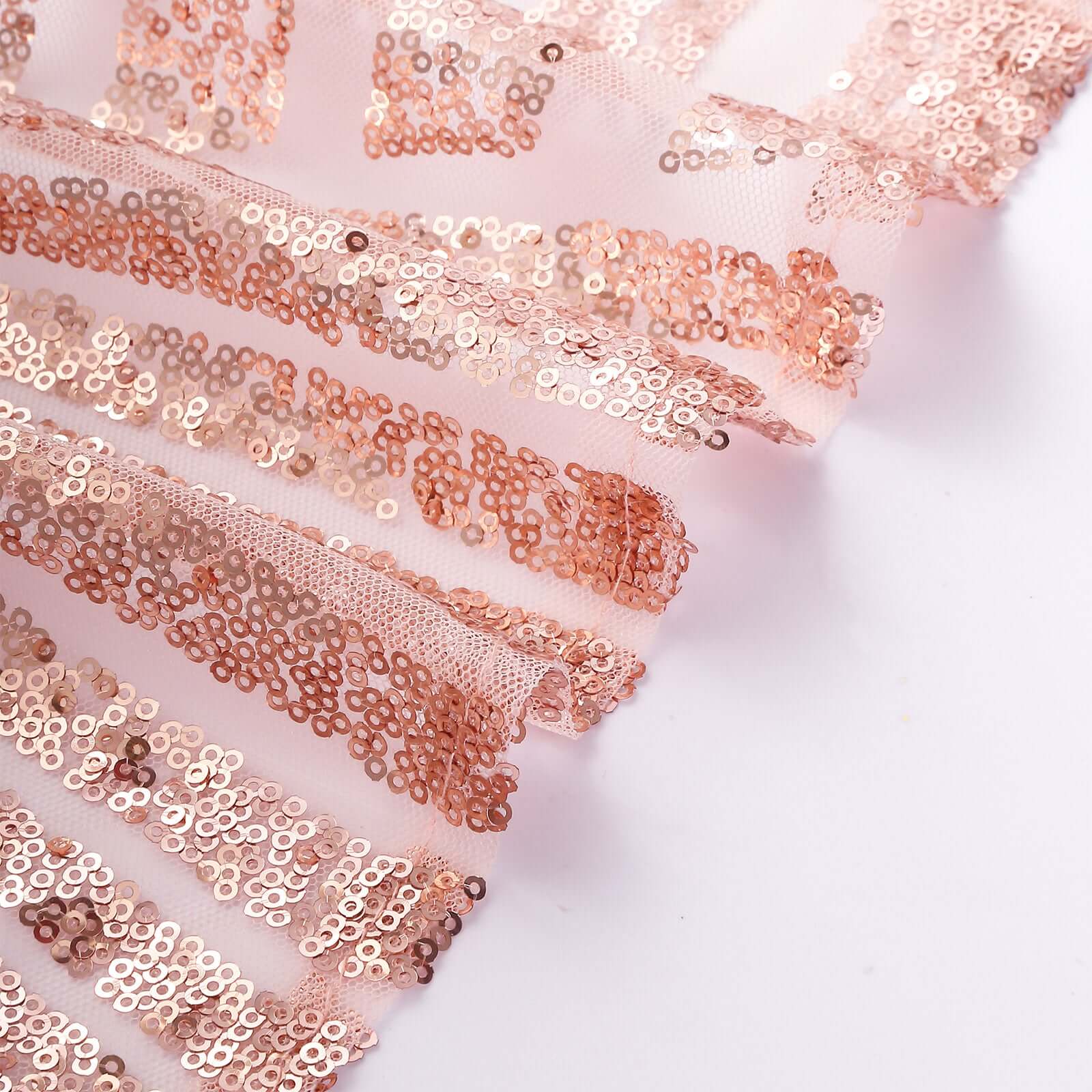 5 Pack Sequin Chair Sashes 6"x88" Rose Gold Geometric Diamond Glitz Design - Lustrous Decorative Design for Events - Image 10