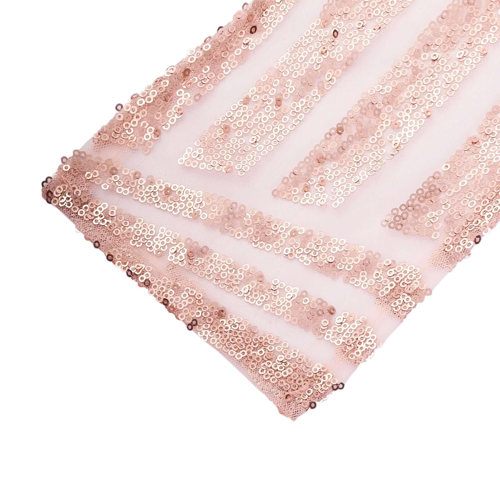 5 Pack Sequin Chair Sashes 6"x88" Rose Gold Geometric Diamond Glitz Design - Lustrous Decorative Design for Events - Image 11