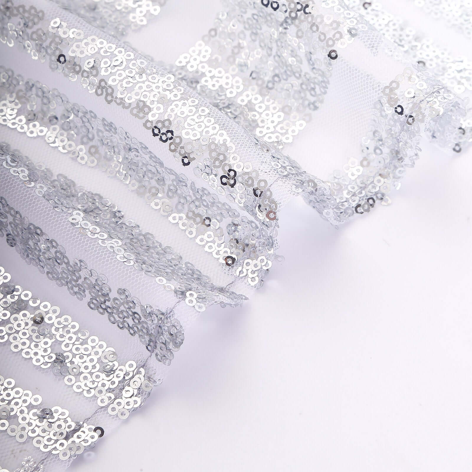 5 Pack Sequin Chair Sashes 6"x88" Silver Geometric Diamond Glitz Design - Lustrous Decorative Design for Events - Image 5