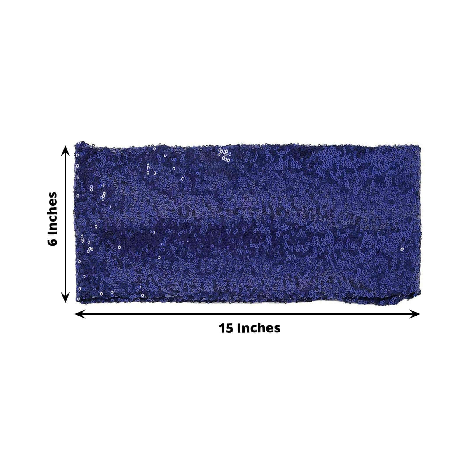 5 Pack Sequin Spandex Chair Sashes 6"x15" Navy Blue - Stretch Chair Bands - Image 3