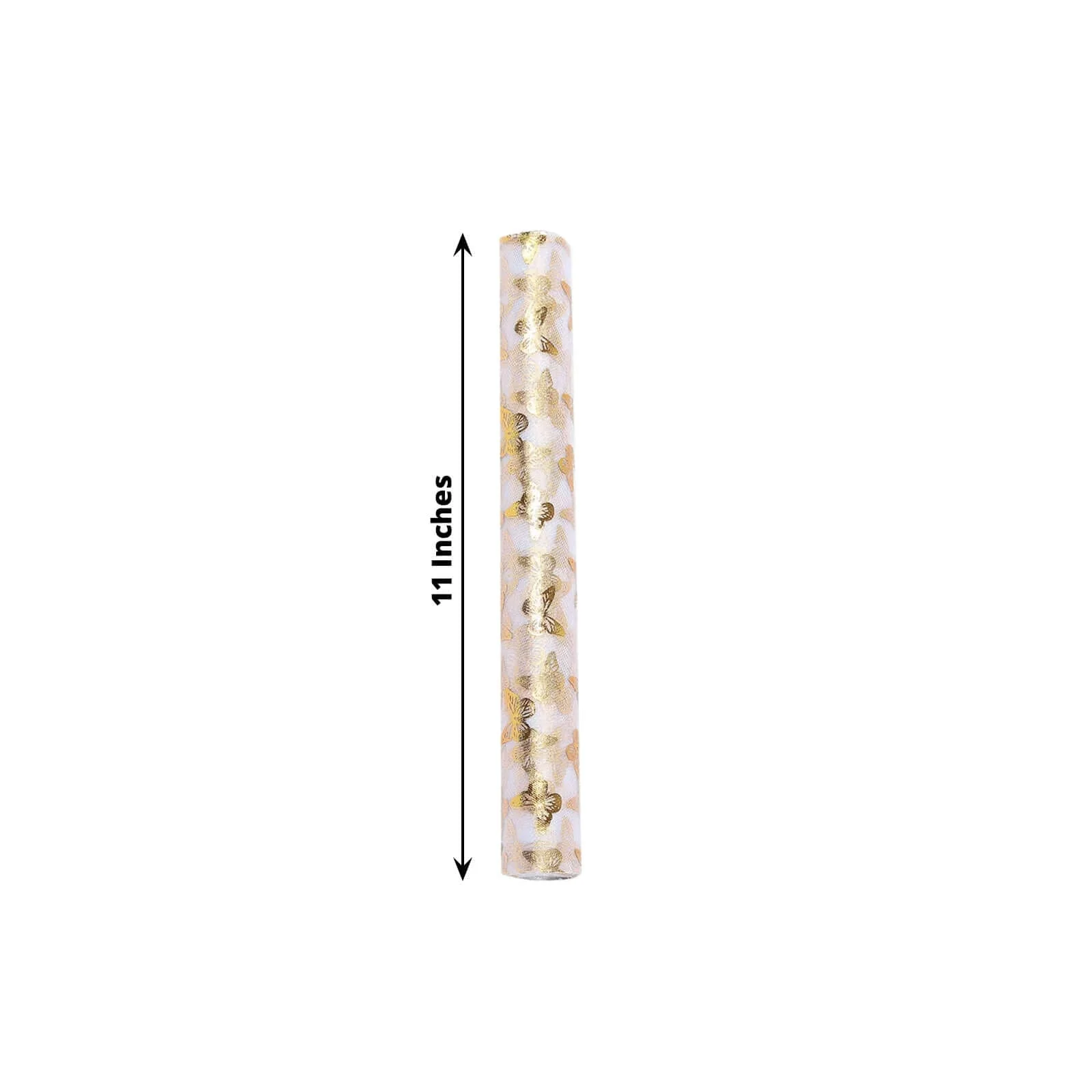 5 Pack Sheer Organza Table Runner Rolls 11"x108" White Disposable with Metallic Gold Foil Butterflies Motifs - Image 3