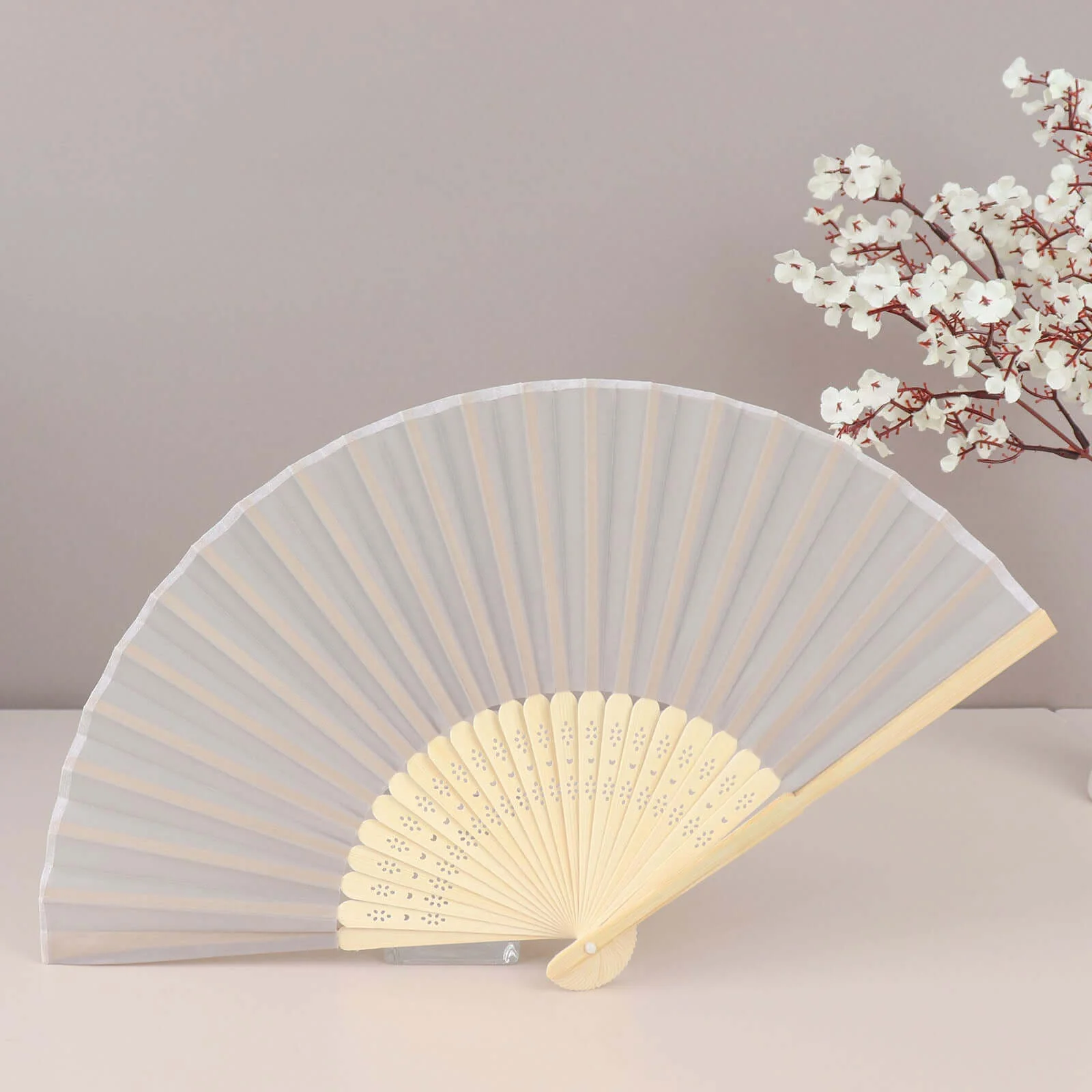 5 Pack Silver Asian Silk Folding Fans Party Favors, Oriental Folding Fan Favors - Image 10