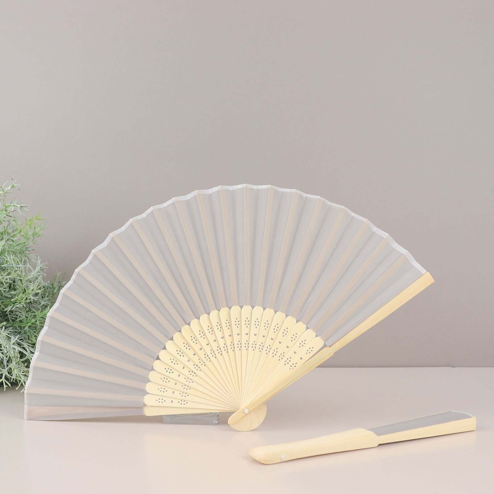 5 Pack Silver Asian Silk Folding Fans Party Favors, Oriental Folding Fan Favors - Image 14