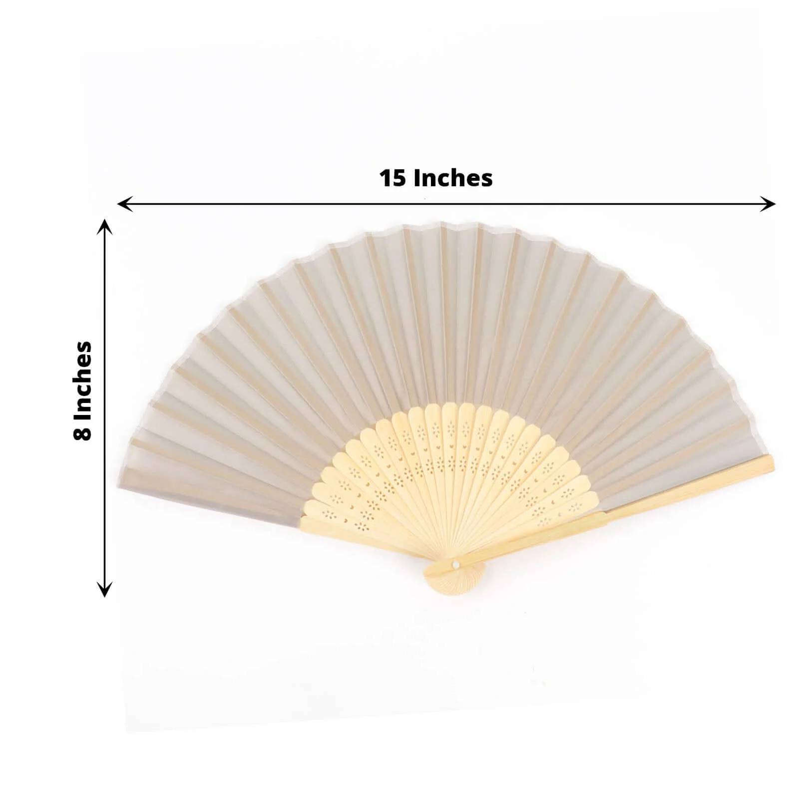 5 Pack Silver Asian Silk Folding Fans Party Favors, Oriental Folding Fan Favors - Image 3