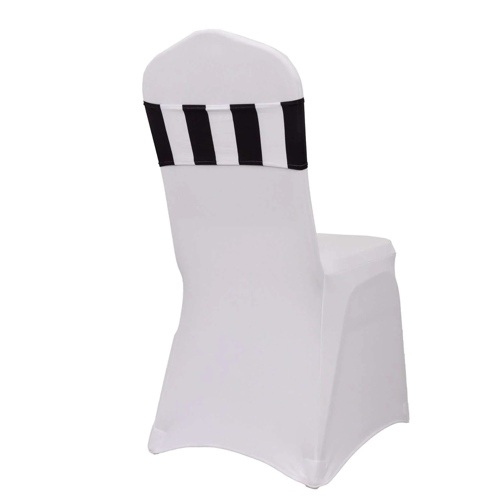 5 Pack Spandex Chair Sashes 5"x14" Black/White Vertical Stripes - Durable & Reusable Stretch Fitted Sash Bands for Exquisite & Romantic Weddings - Image 3
