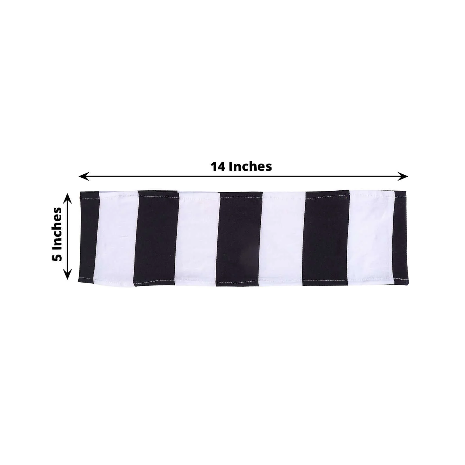 5 Pack Spandex Chair Sashes 5"x14" Black/White Vertical Stripes - Durable & Reusable Stretch Fitted Sash Bands for Exquisite & Romantic Weddings - Image 8