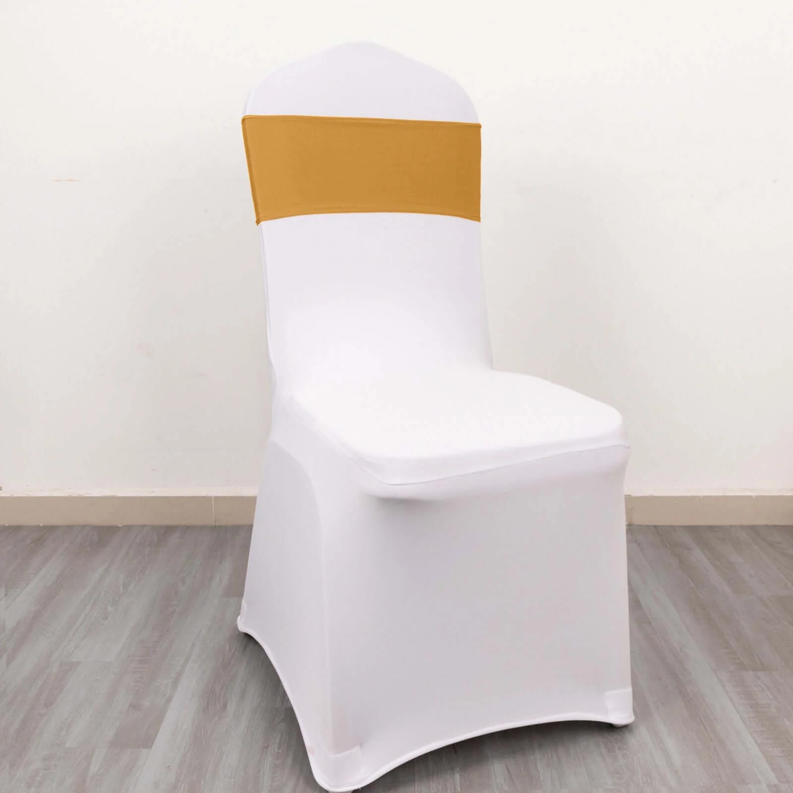5 Pack Spandex Chair Sashes 5"x14" Gold with Gold Rhinestone Buckles - Stylish Wrinkle-Free Stretch Chair Bands Event Decorations - Image 8