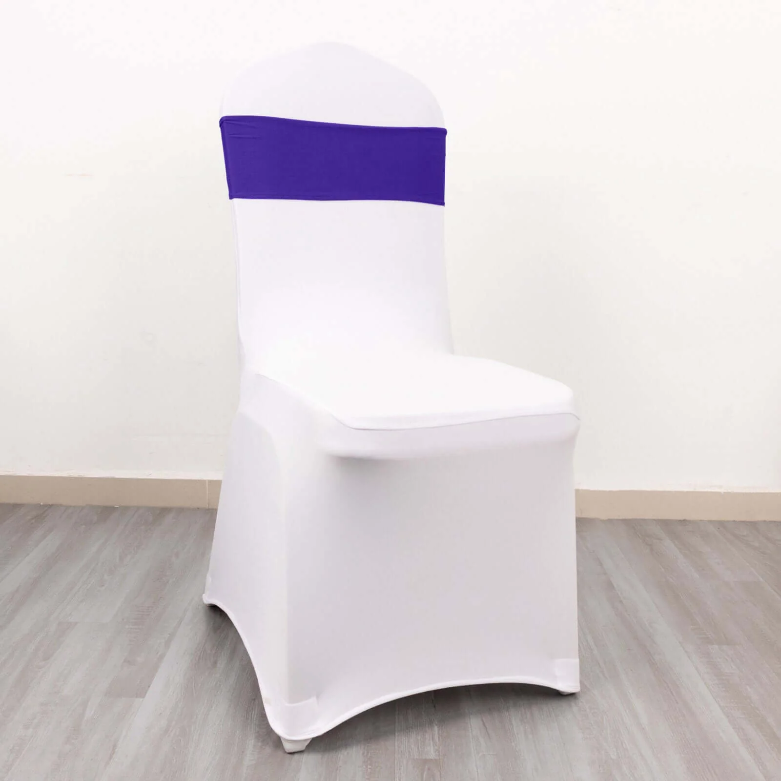 5 Pack Spandex Chair Sashes 5"x14" Purple with Gold Rhinestone Buckles - Wrinkle-Free Stretch Chair Bands - Image 8