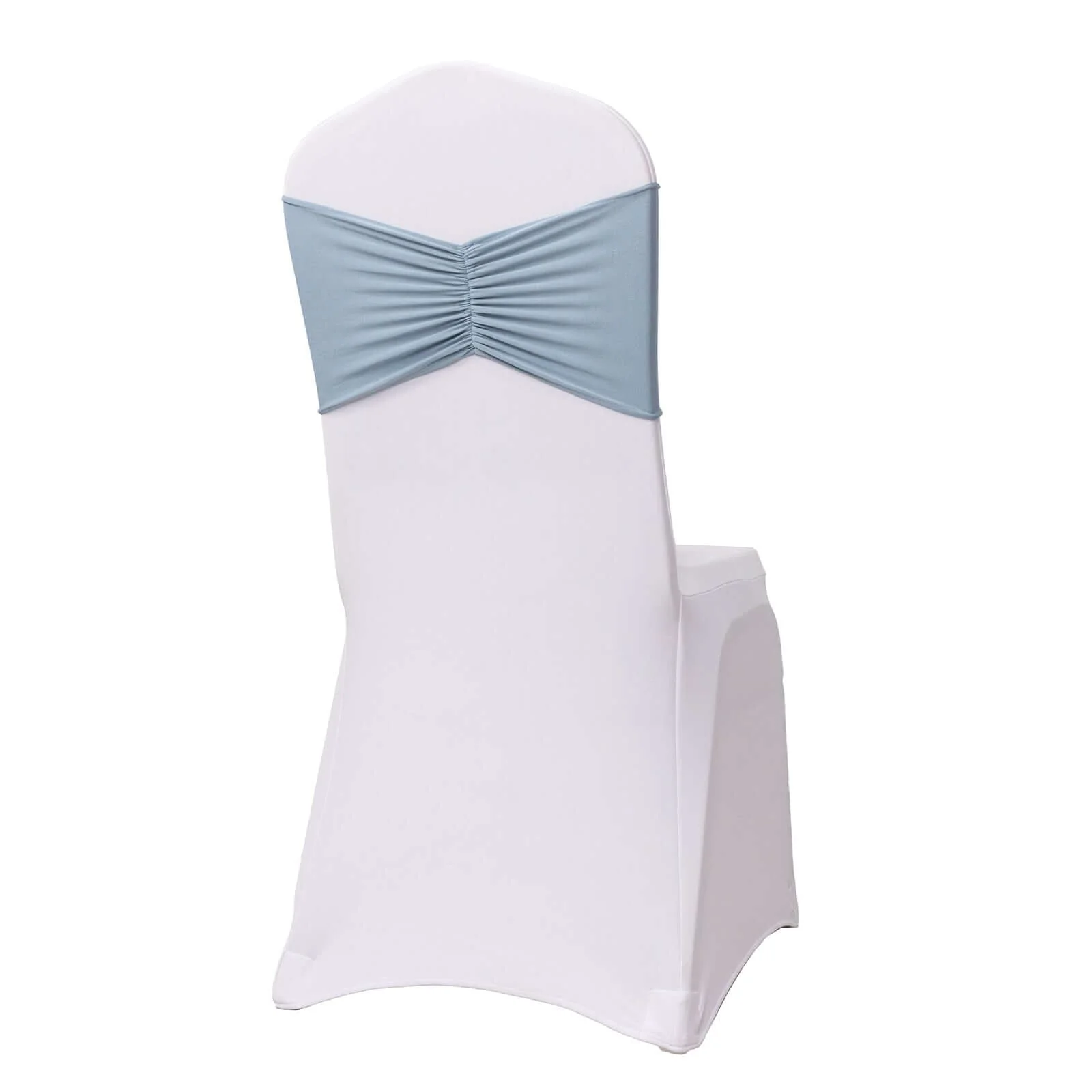 5 Pack Spandex Chair Sashes 8"x13" Dusty Blue Ruffled Style - Wide Wrinkle-Free Stretch Chair Bands - Image 7