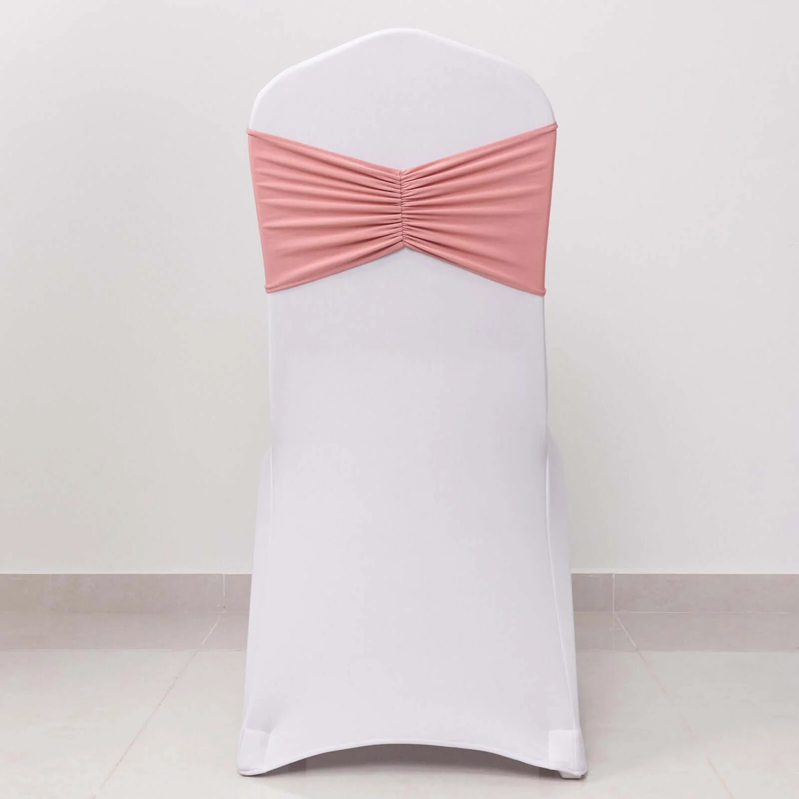 5 Pack Spandex Chair Sashes 8"x13" Dusty Rose Ruffled Style - Wide Wrinkle-Free Stretch Chair Bands - Image 8