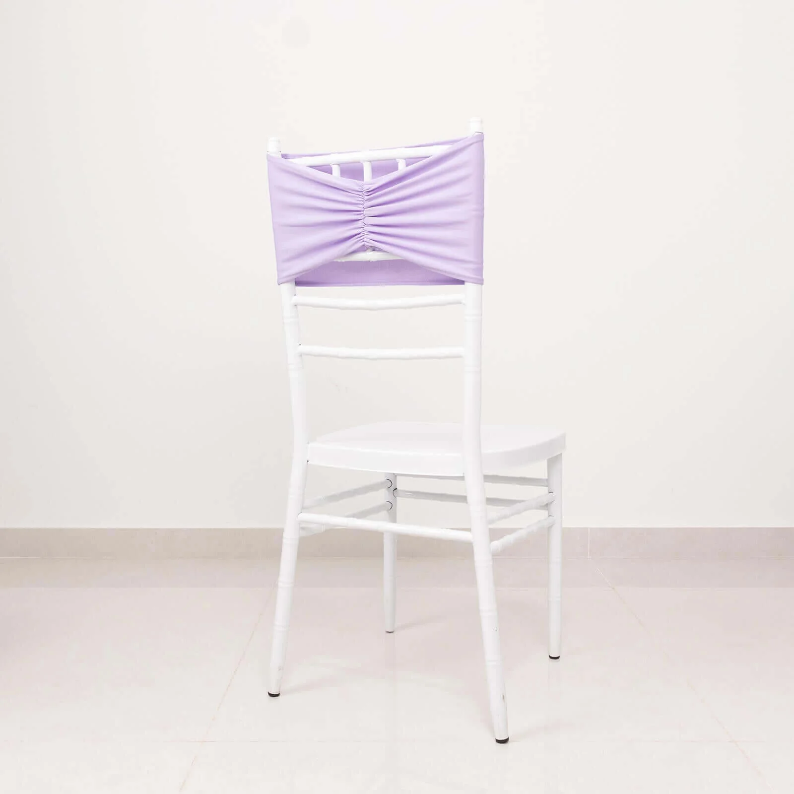 5 Pack Spandex Chair Sashes 8"x13" Lavender Lilac Ruffled Style - Wide Wrinkle-Free Stretch Chair Bands - Image 6