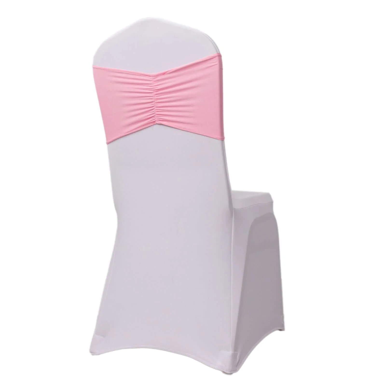5 Pack Spandex Chair Sashes 8"x13" Pink Ruffled Style - Wide Wrinkle-Free Stretch Chair Bands - Image 7