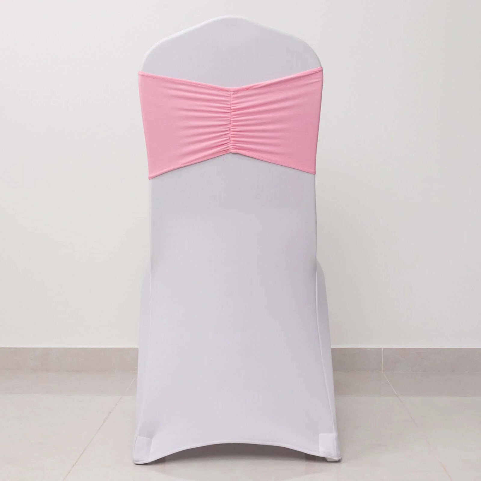 5 Pack Spandex Chair Sashes 8"x13" Pink Ruffled Style - Wide Wrinkle-Free Stretch Chair Bands - Image 8