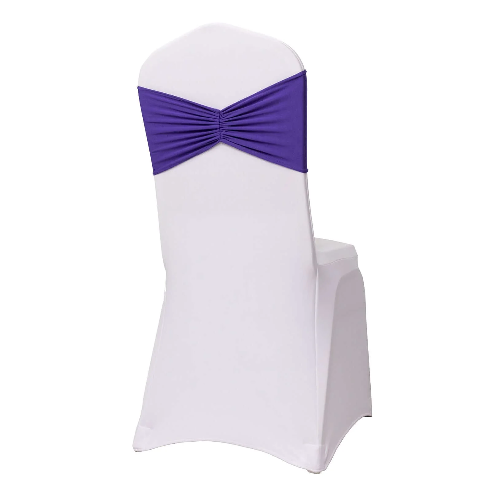 5 Pack Spandex Chair Sashes 8"x13" Purple Ruffled Style - Wide Wrinkle-Free Stretch Chair Bands - Image 7
