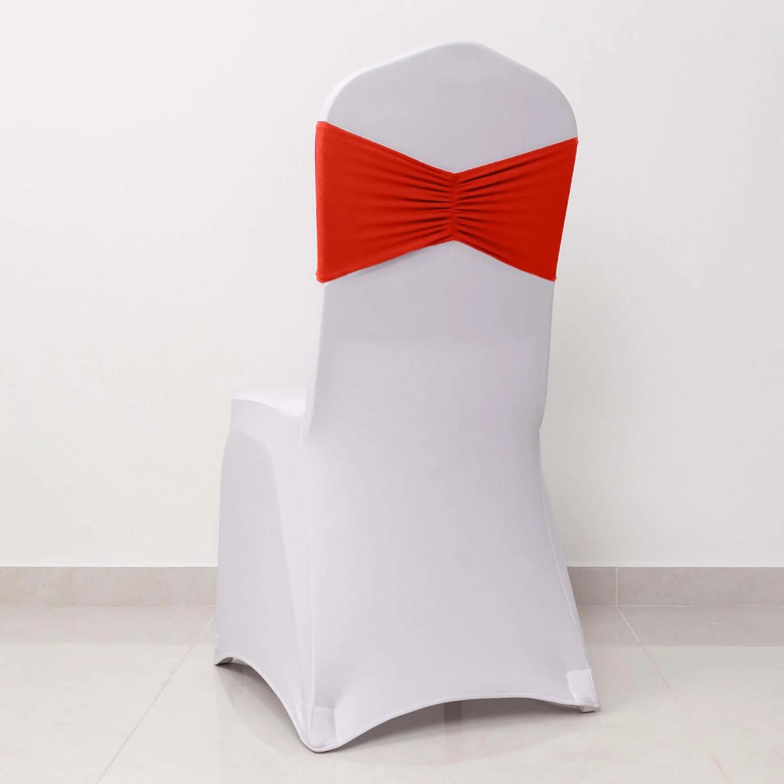 5 Pack Spandex Chair Sashes 8"x13" Red Ruffled Style - Wide Wrinkle-Free Stretch Chair Bands - Image 6