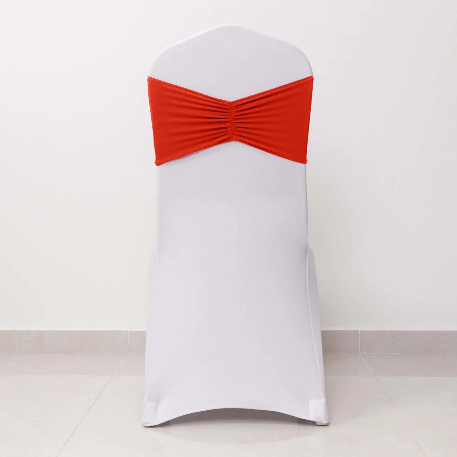 5 Pack Spandex Chair Sashes 8"x13" Red Ruffled Style - Wide Wrinkle-Free Stretch Chair Bands - Image 8