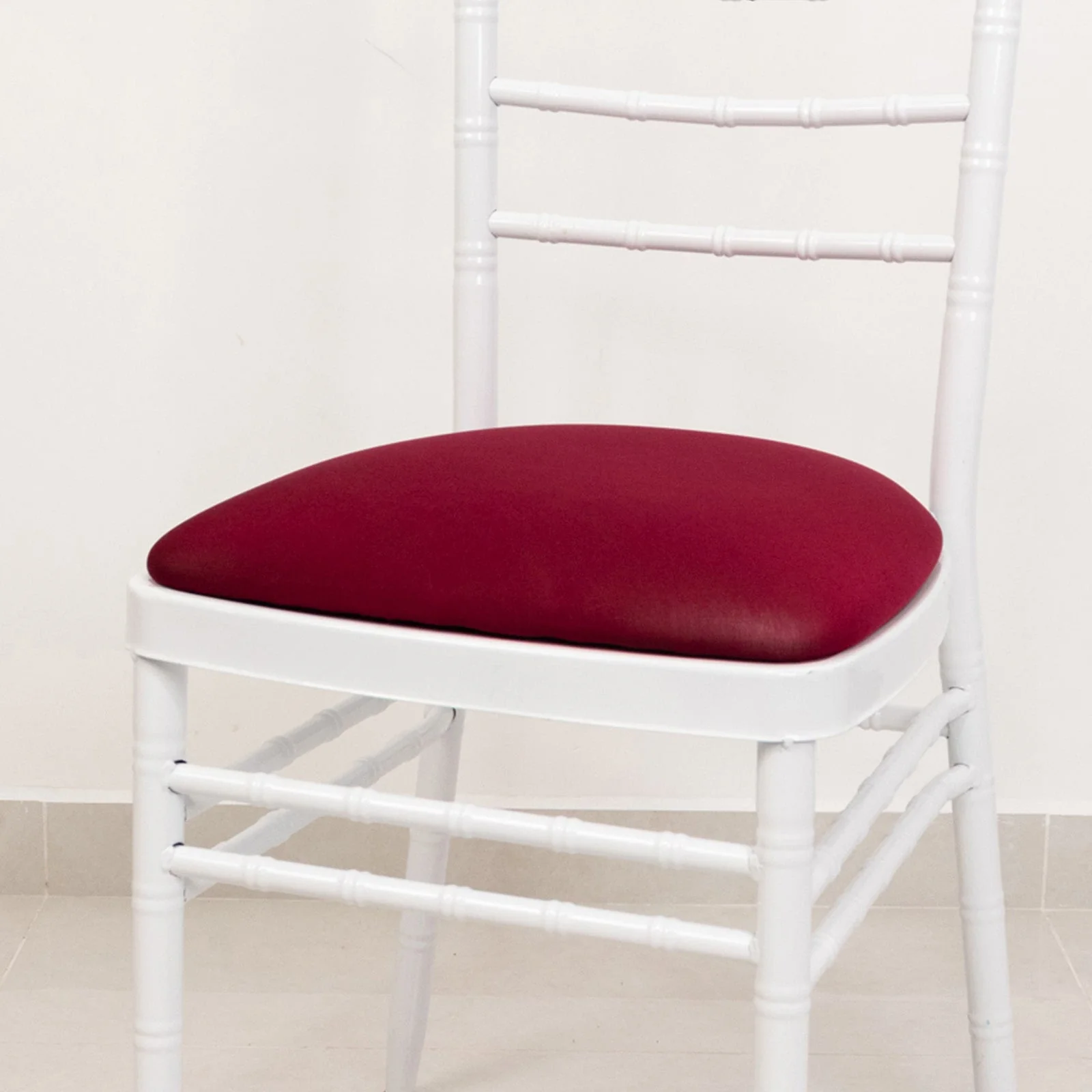 5 Pack Spandex Chiavari Chair Cushion Covers Burgundy - Washable Stretch Fitted Seat Pad Slipcovers for Dining Chairs