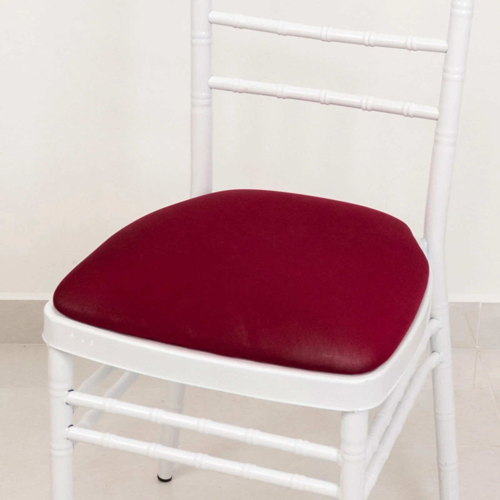 5 Pack Spandex Chiavari Chair Cushion Covers Burgundy - Washable Stretch Fitted Seat Pad Slipcovers for Dining Chairs - Image 3