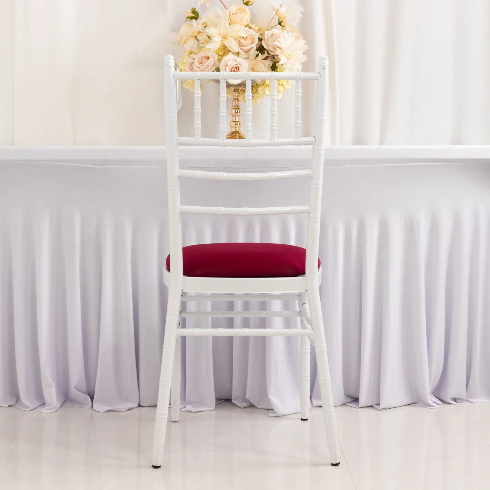 5 Pack Spandex Chiavari Chair Cushion Covers Burgundy - Washable Stretch Fitted Seat Pad Slipcovers for Dining Chairs - Image 7