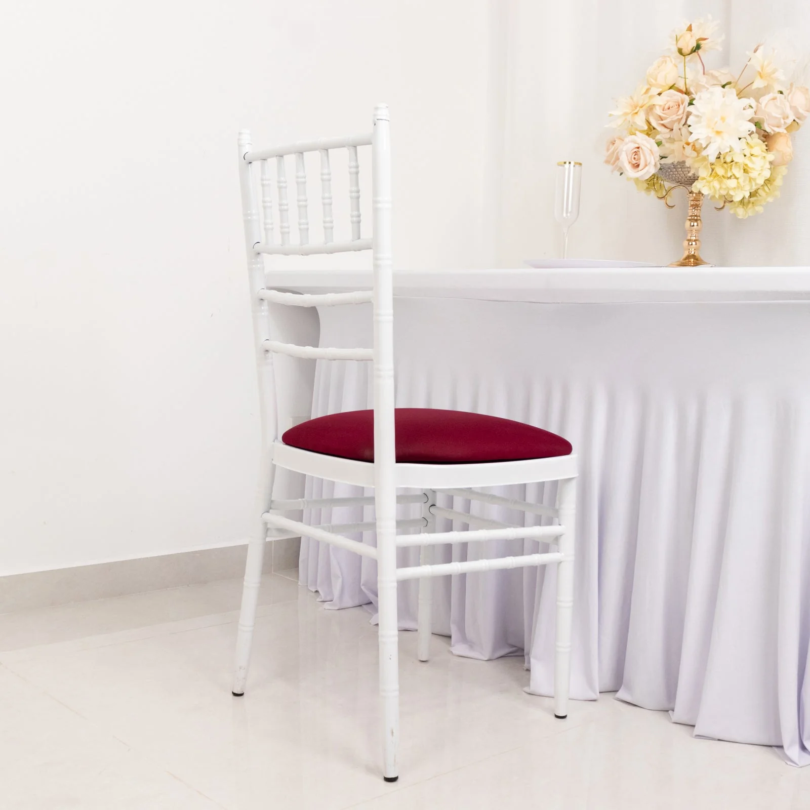 5 Pack Spandex Chiavari Chair Cushion Covers Burgundy - Washable Stretch Fitted Seat Pad Slipcovers for Dining Chairs - Image 8