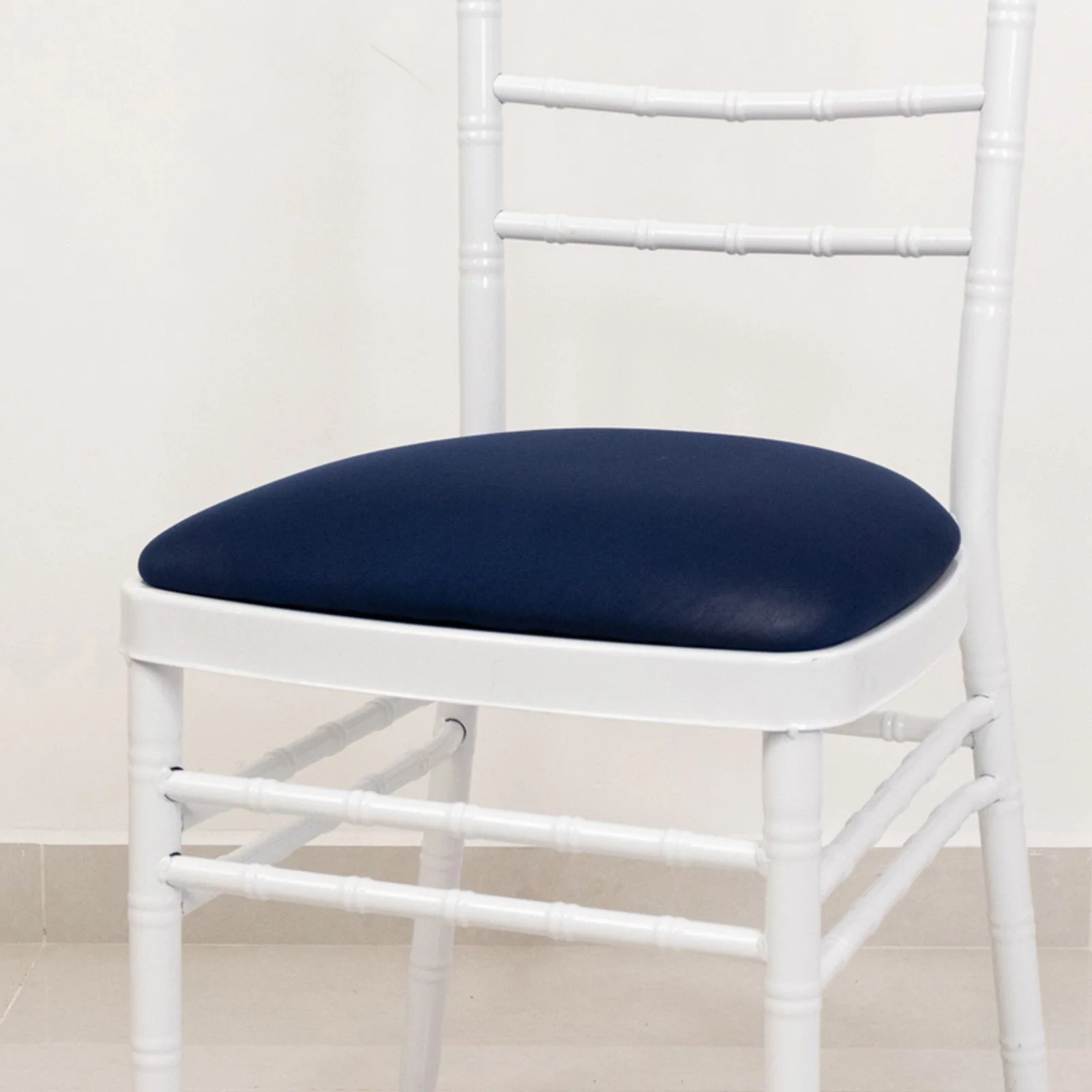 5 Pack Spandex Chiavari Chair Cushion Covers Navy Blue - Washable Stretch Fitted Seat Pad Slipcovers for Dining Chairs