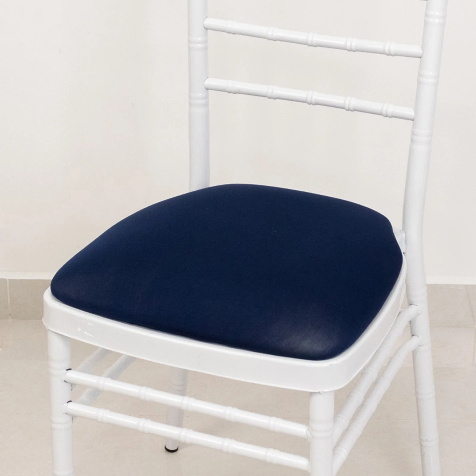 5 Pack Spandex Chiavari Chair Cushion Covers Navy Blue - Washable Stretch Fitted Seat Pad Slipcovers for Dining Chairs - Image 3