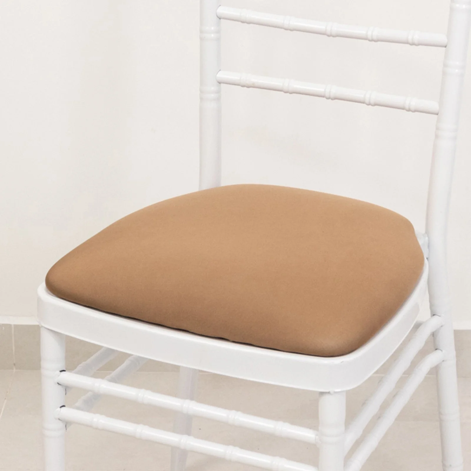 5 Pack Spandex Chiavari Chair Cushion Covers Taupe - Washable Stretch Fitted Seat Pad Slipcovers for Dining Chairs - Image 3