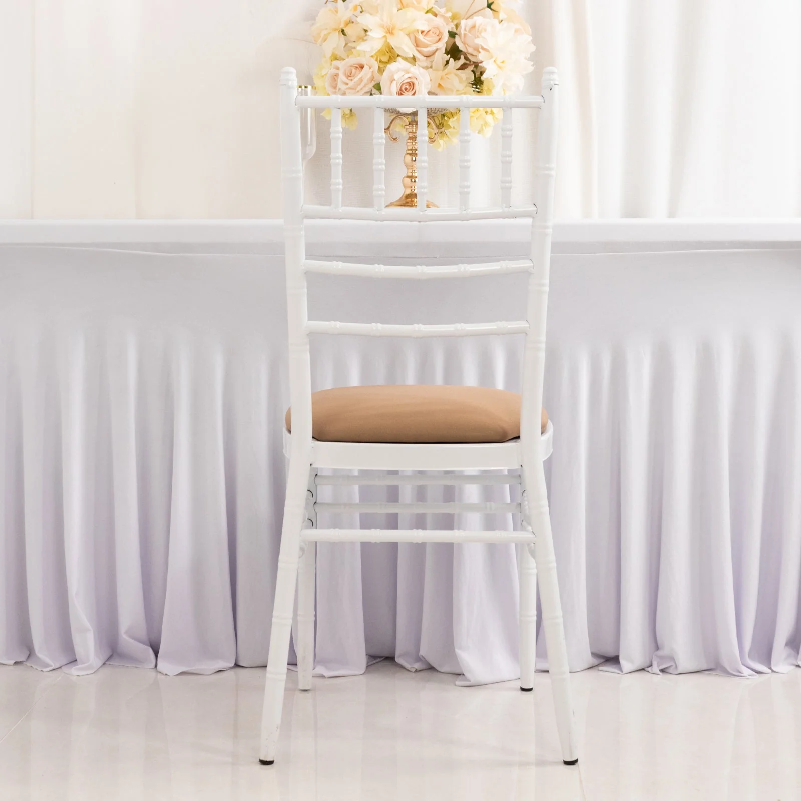 5 Pack Spandex Chiavari Chair Cushion Covers Taupe - Washable Stretch Fitted Seat Pad Slipcovers for Dining Chairs - Image 7