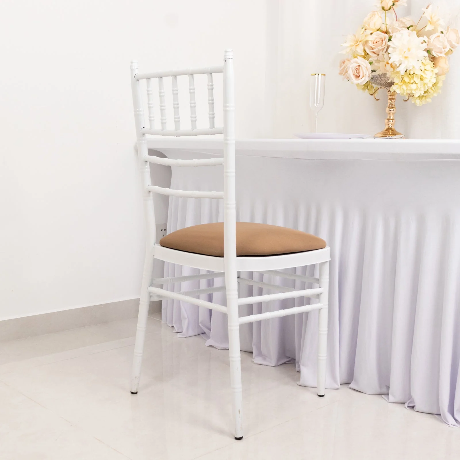 5 Pack Spandex Chiavari Chair Cushion Covers Taupe - Washable Stretch Fitted Seat Pad Slipcovers for Dining Chairs - Image 8