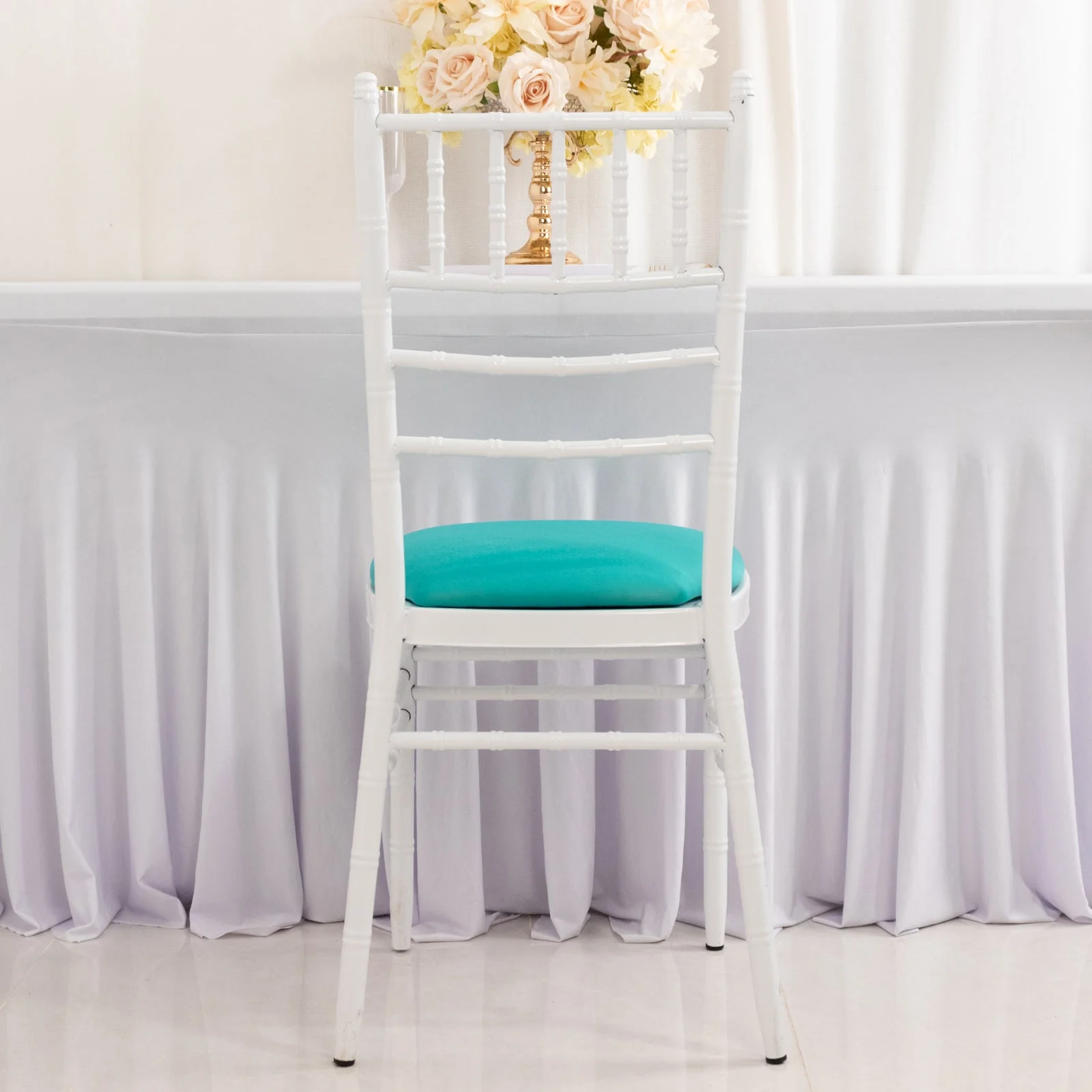 5 Pack Spandex Chiavari Chair Cushion Covers Turquoise - Washable Stretch Fitted Seat Pad Slipcovers for Dining Chairs - Image 7