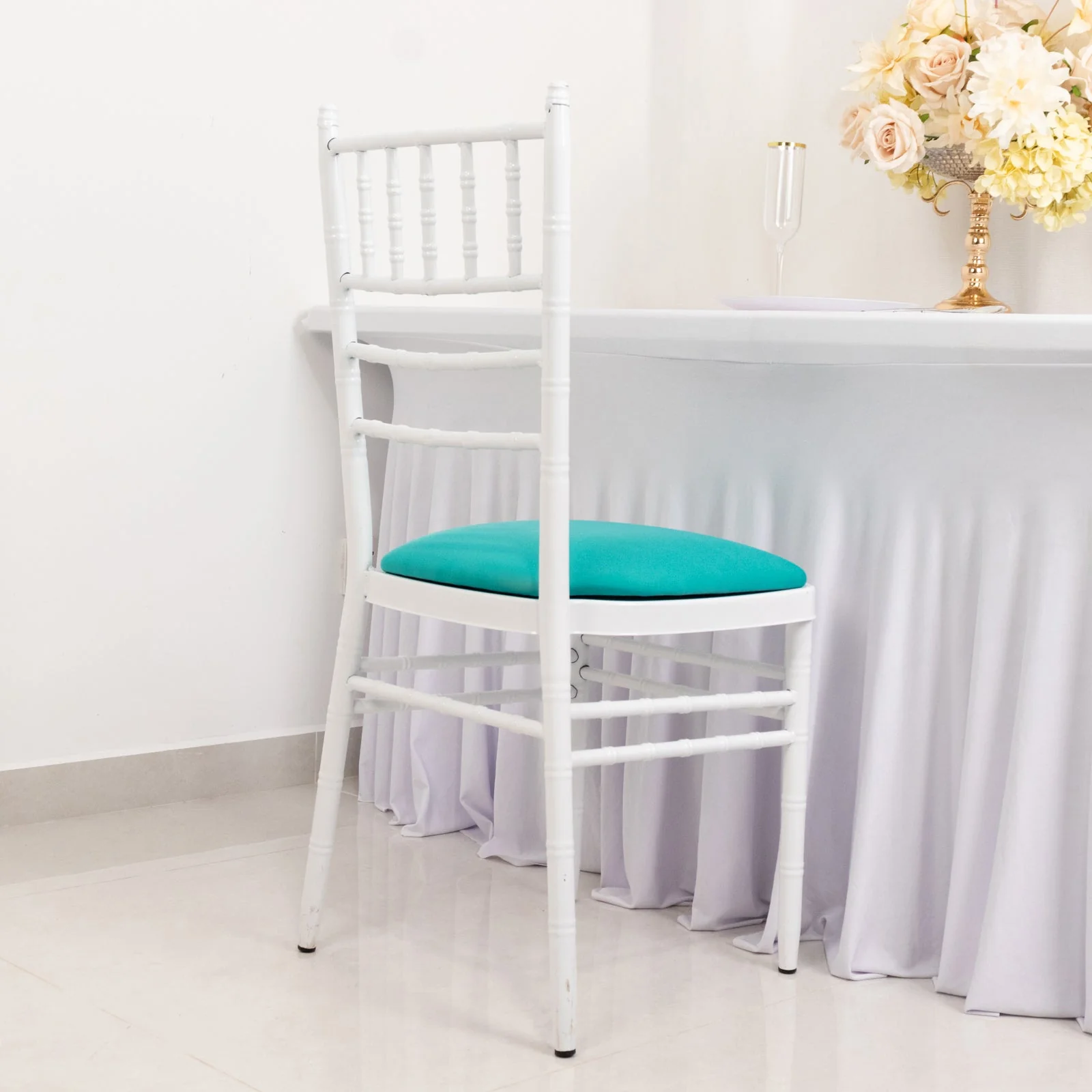 5 Pack Spandex Chiavari Chair Cushion Covers Turquoise - Washable Stretch Fitted Seat Pad Slipcovers for Dining Chairs - Image 8