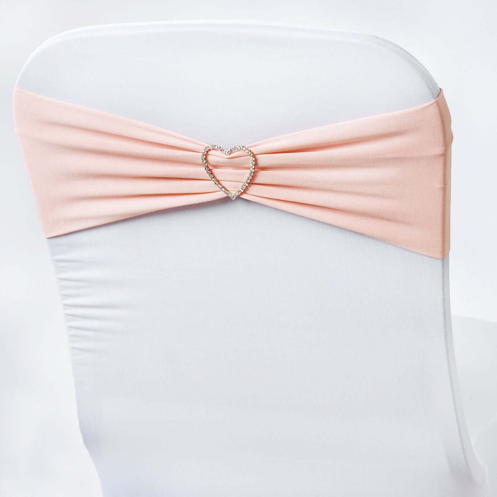 5 Pack Stretch Spandex Chair Sashes 5"x12" Blush - Two Ply Heavy Duty Fitted Chair Bands - Image 2