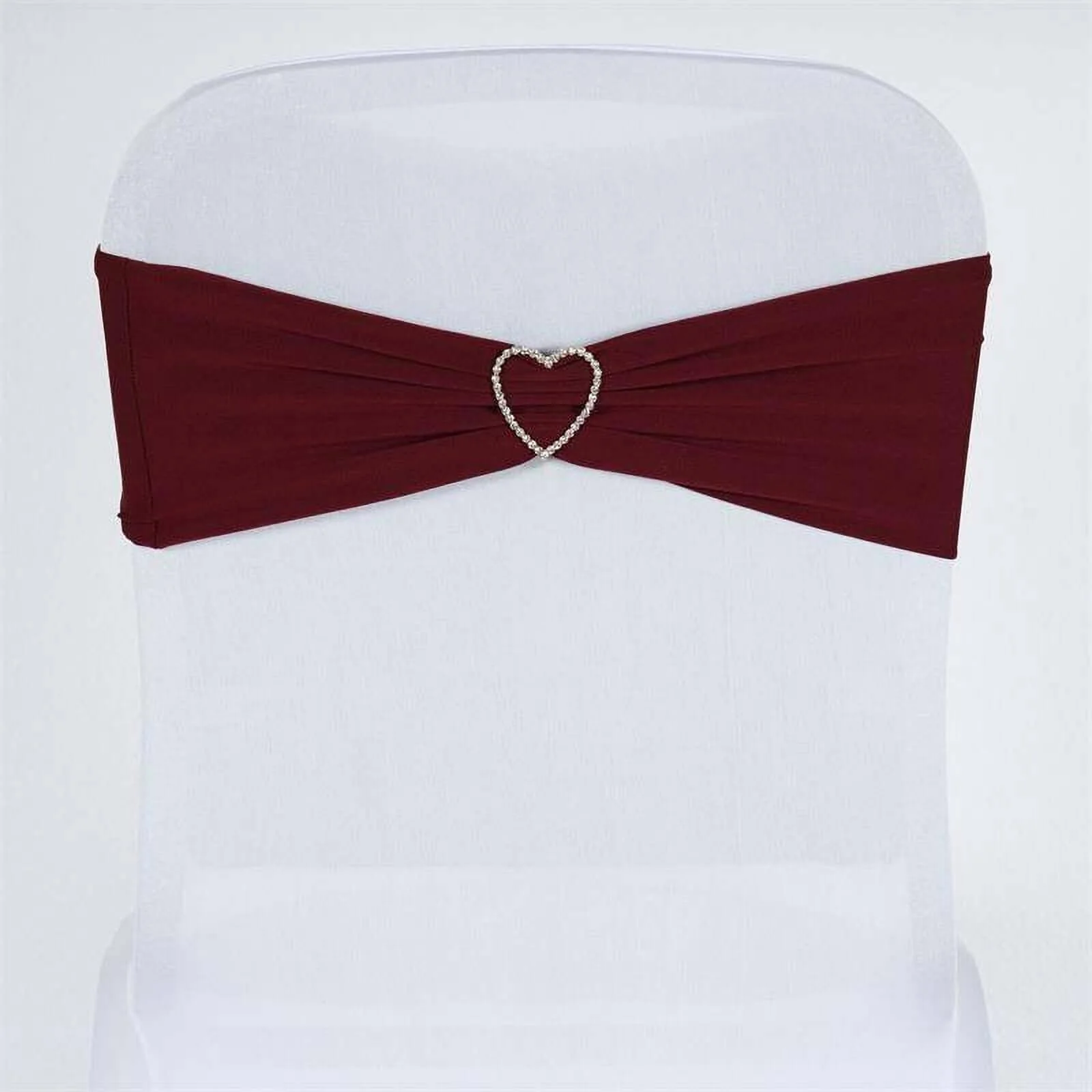 5 Pack Stretch Spandex Chair Sashes 5"x12" Burgundy - Two Ply Heavy Duty Fitted Chair Bands