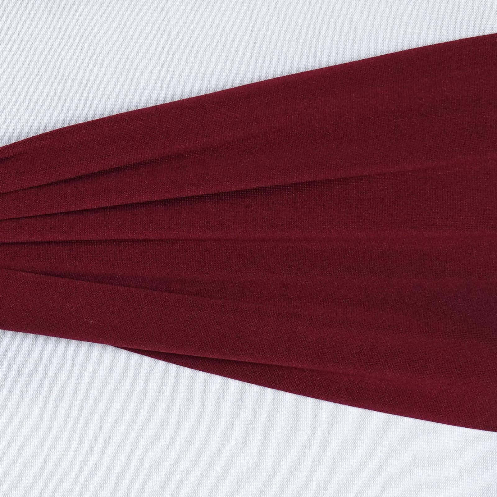 5 Pack Stretch Spandex Chair Sashes 5"x12" Burgundy - Two Ply Heavy Duty Fitted Chair Bands - Image 6