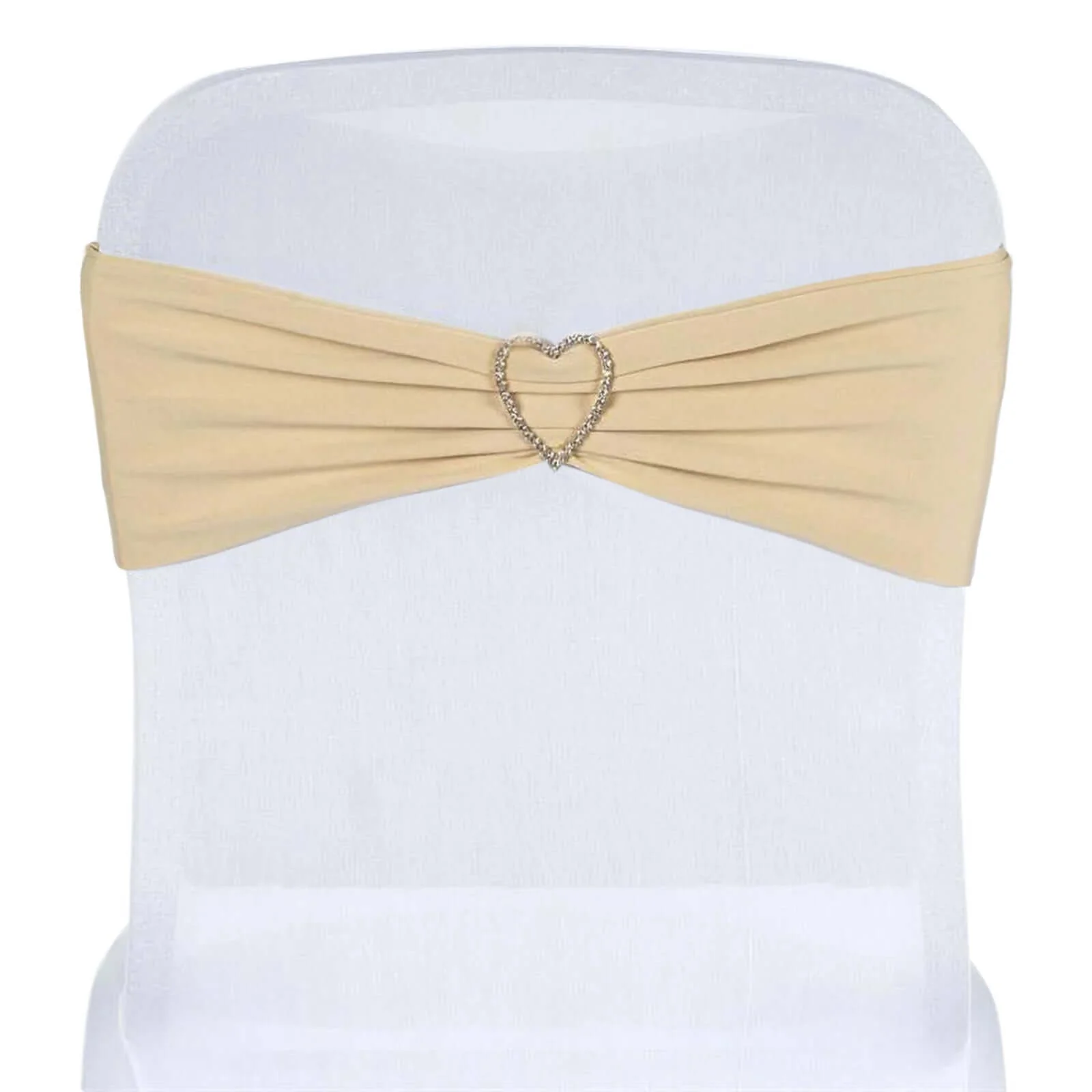 5 Pack Stretch Spandex Chair Sashes 5"x12" Champagne - Two Ply Heavy Duty Fitted Chair Bands - Image 7