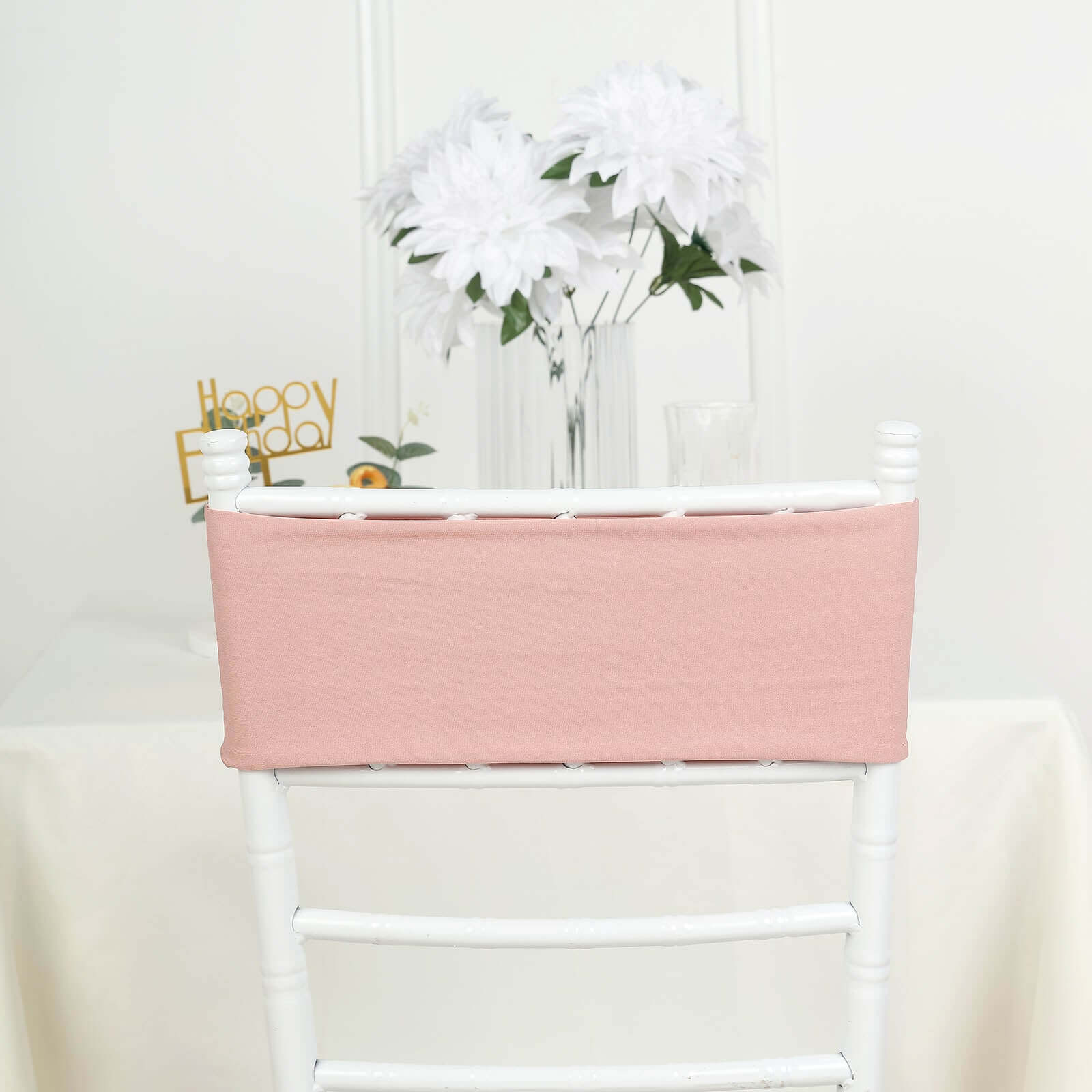 5 Pack Stretch Spandex Chair Sashes 5"x12" Dusty Rose - Two Ply Heavy Duty Fitted Chair Bands